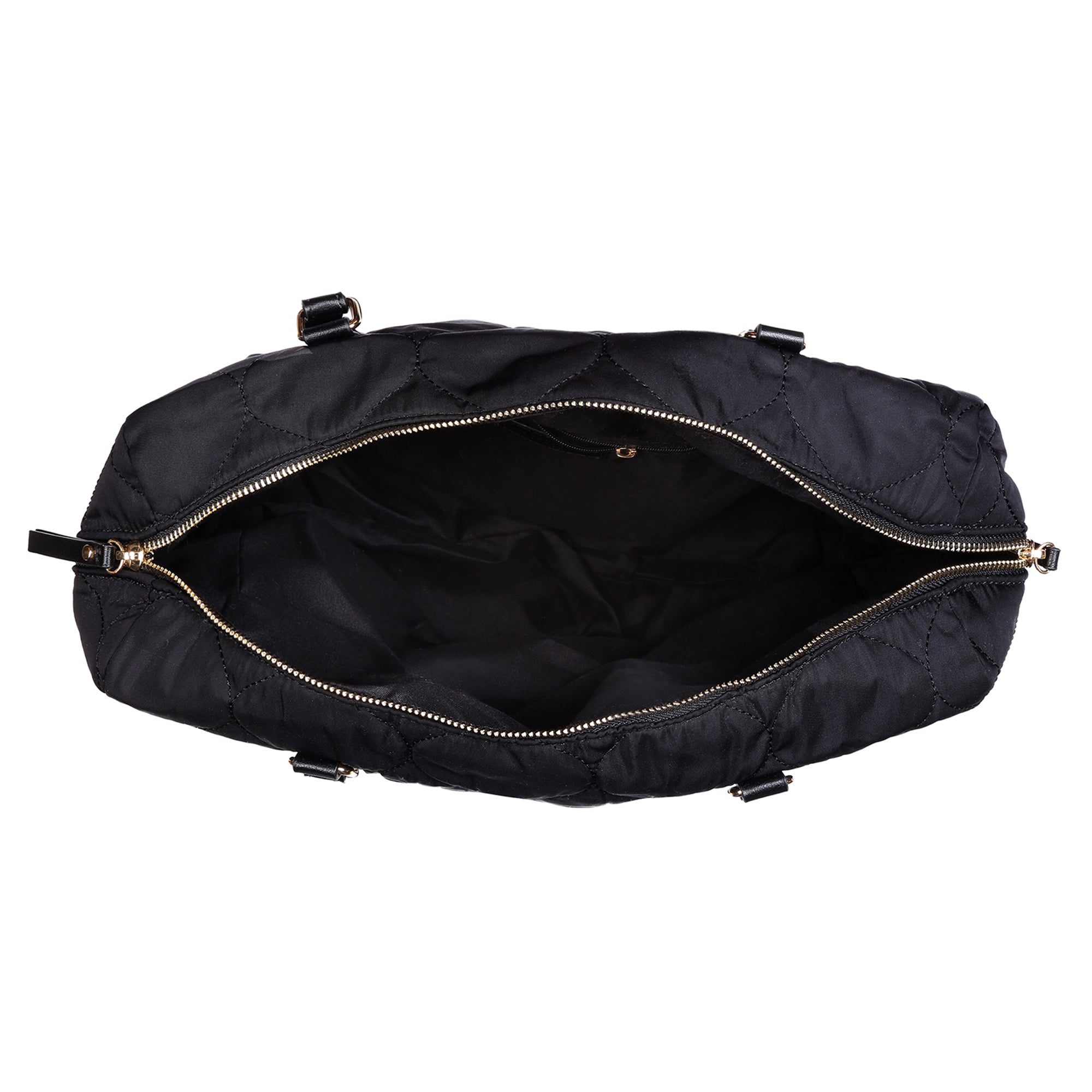 Accessorize London Women's Faux Leather Black Emmie Quilted Weekender Bag