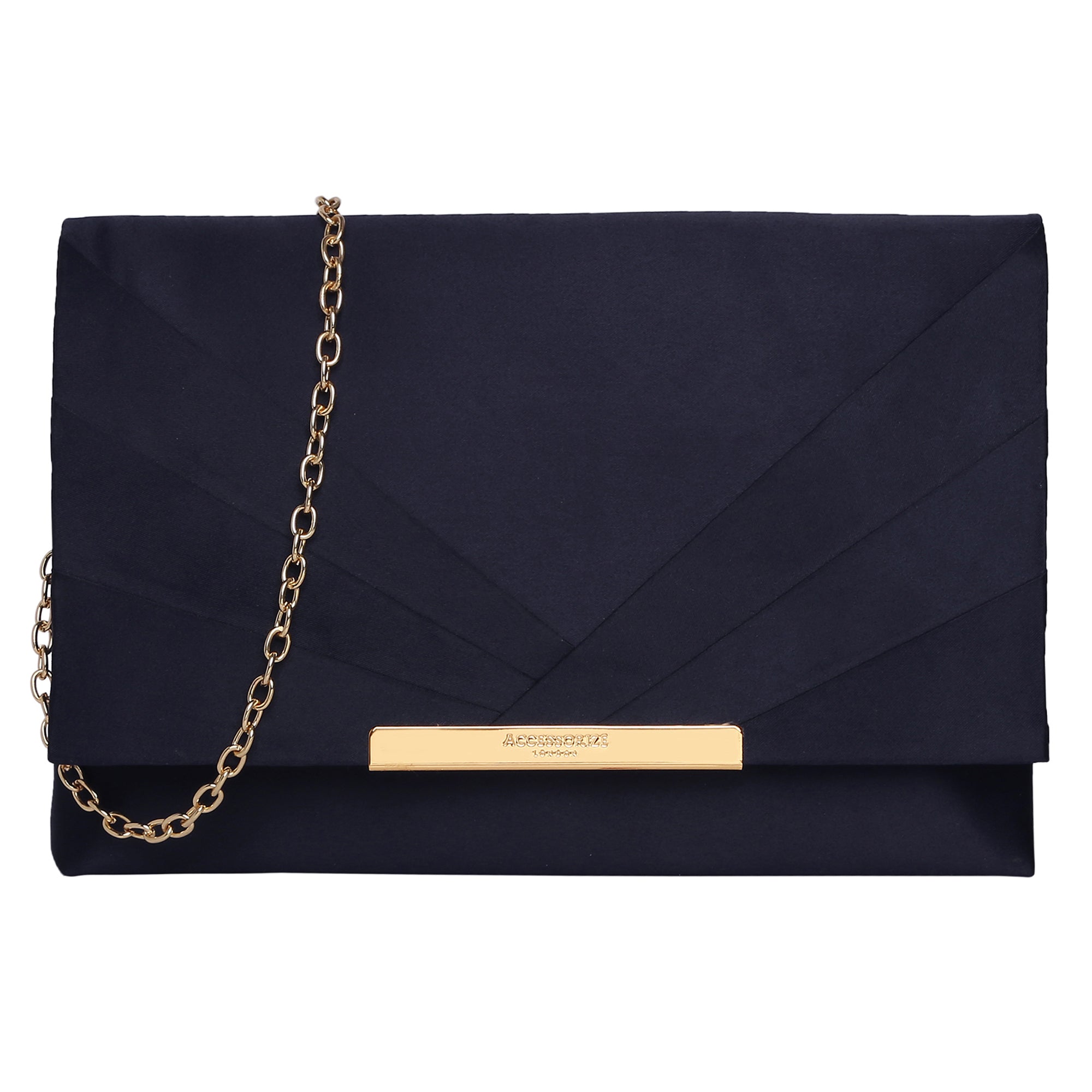 Accessorize London Women's Blue Satin Foldover Clutch