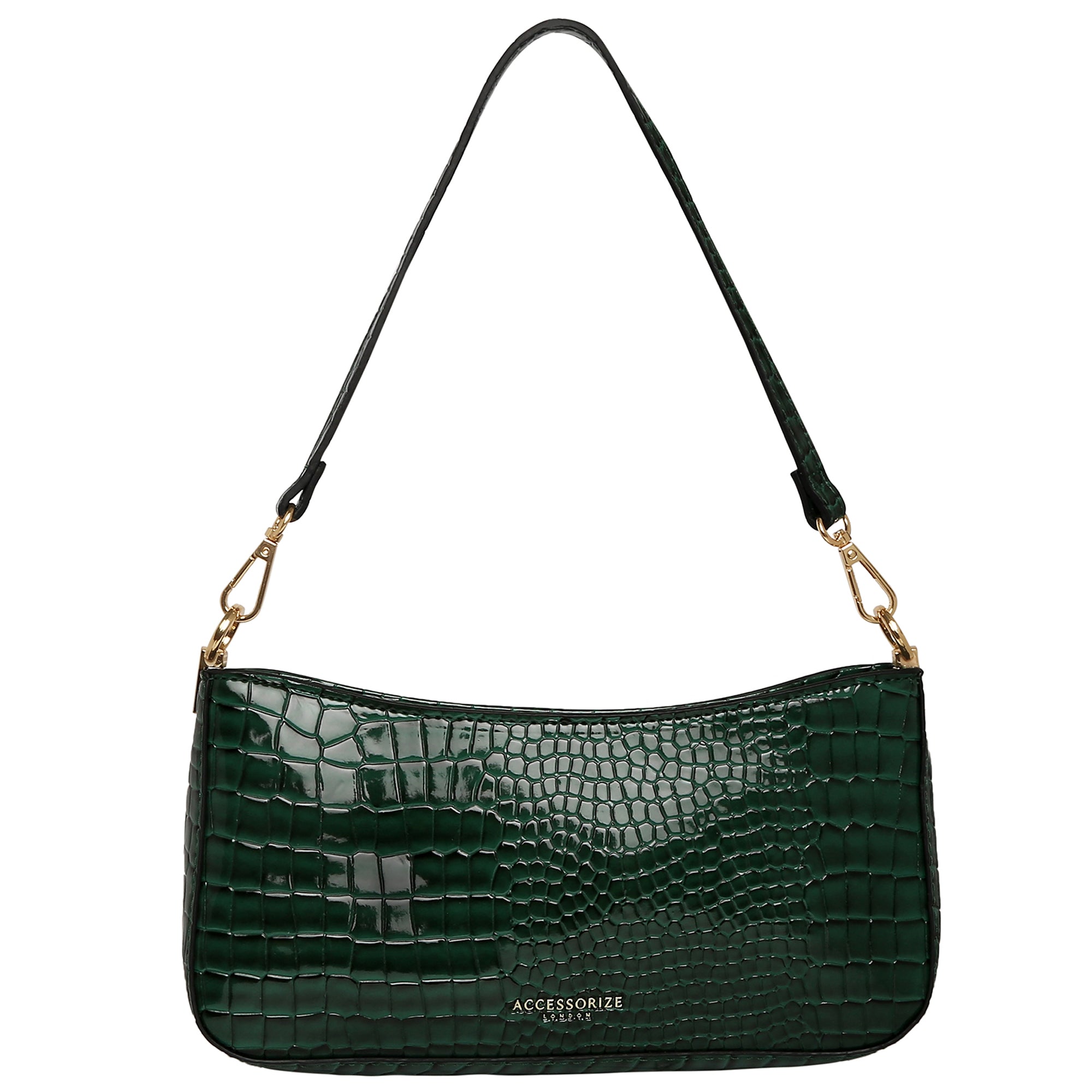 Buy Dark Green Croc Roxanne Shoulder Bag Accessorize India