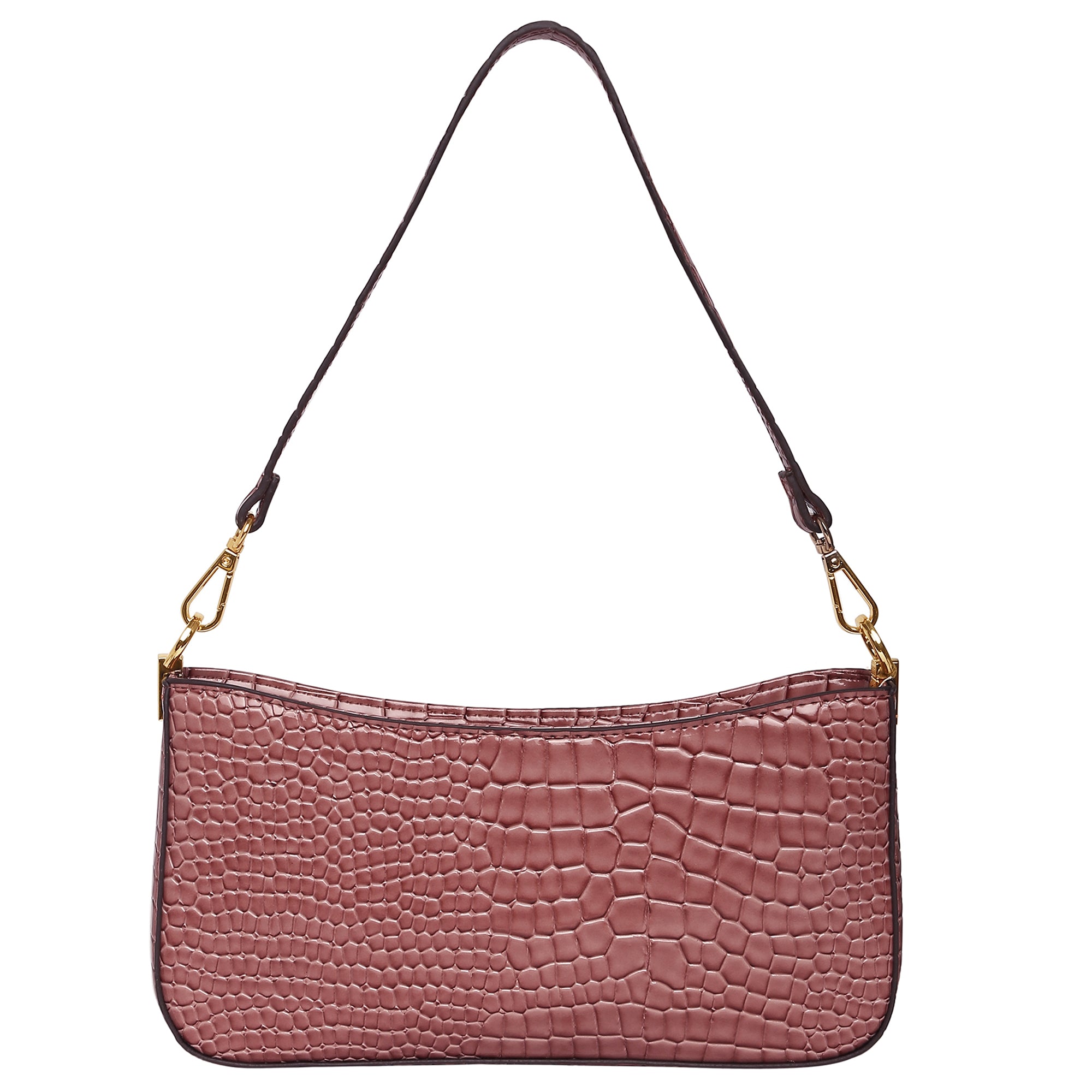 Accessorize London Women's Faux Leather Croc Roxanne Baguette Shoulder Bag - Pink