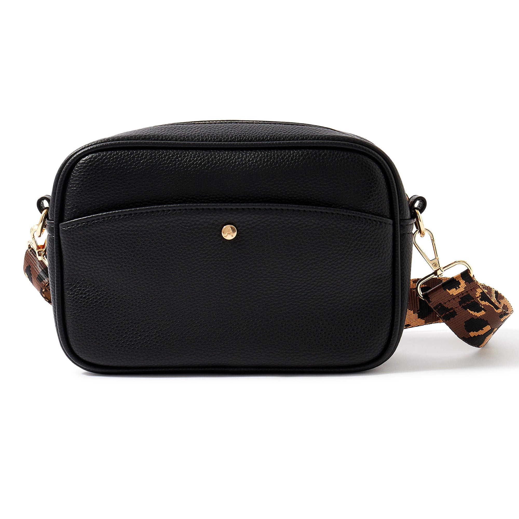 Black leather clearance crossbody camera bag