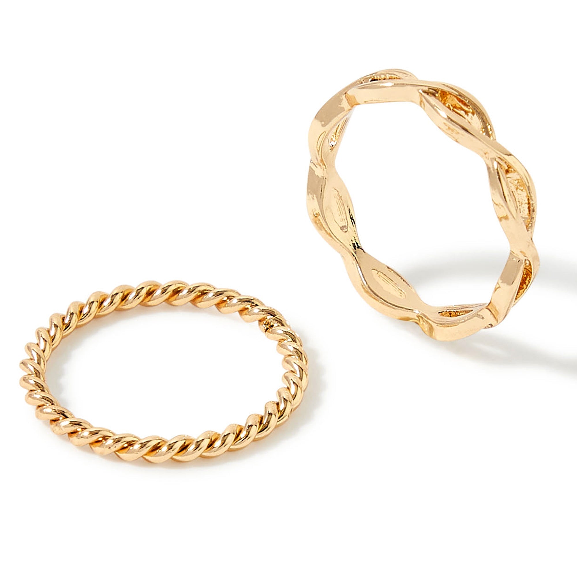 Accessorize London Women'S Gold Set Of 2 Textured Skinny Ring Pack- Large