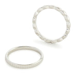 Accessorize London Women'S Silver Set Of 2 Textured Skinny Ring Pack- Small
