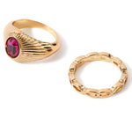 Accessorize London Women's Pink 90S Flashback Set of 2 Diamante Signt Ring Pack Medium
