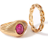 Accessorize London Women's Pink 90S Flashback Set of 2 Diamante Signt Ring Pack Large