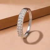 925 Pure Sterling Silver Bling Encrusted Band Ring White For Women-Large