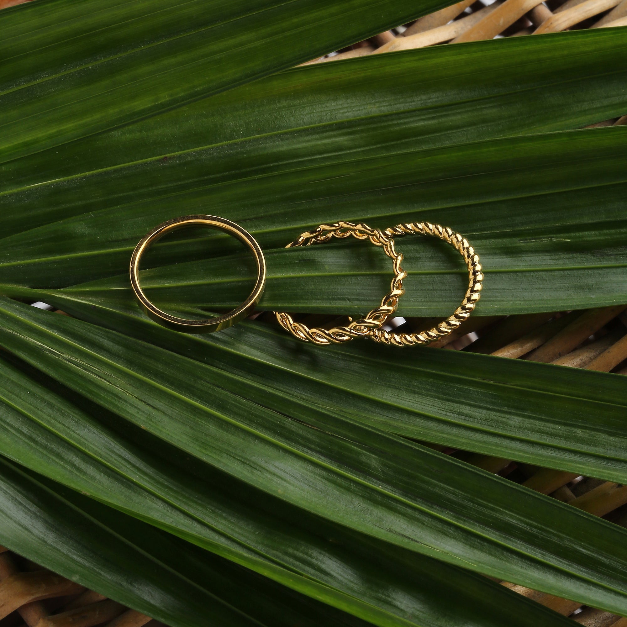 Buy Pack of 3 Small Gold Plated Band Stacking Rings