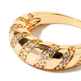 Real Gold Plated Sparkle Croissant Ring For Women By Accessorize London Medium