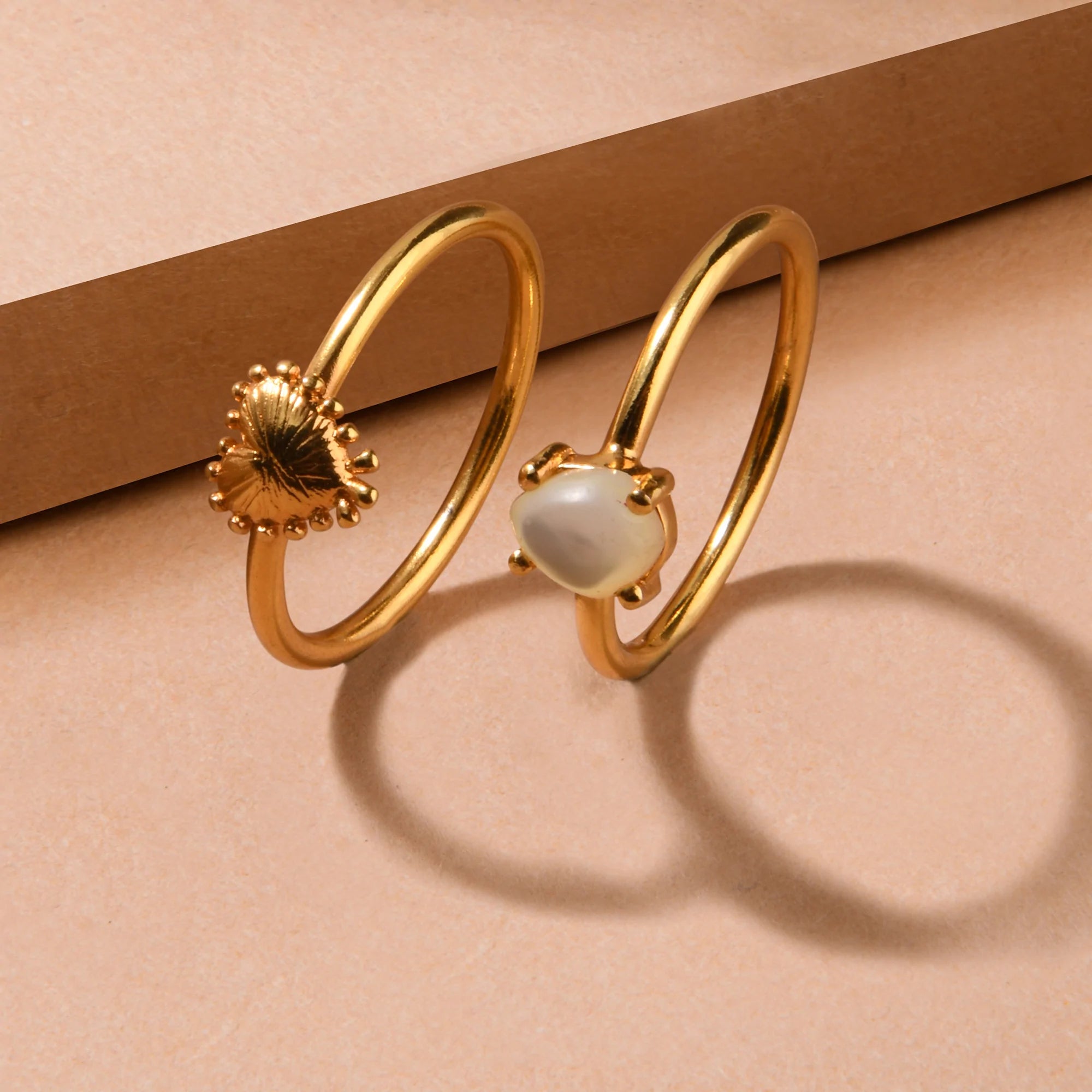 Real Gold Plated Z Set of Two Grecian Heart Rings For Women By Accessorize London-Small