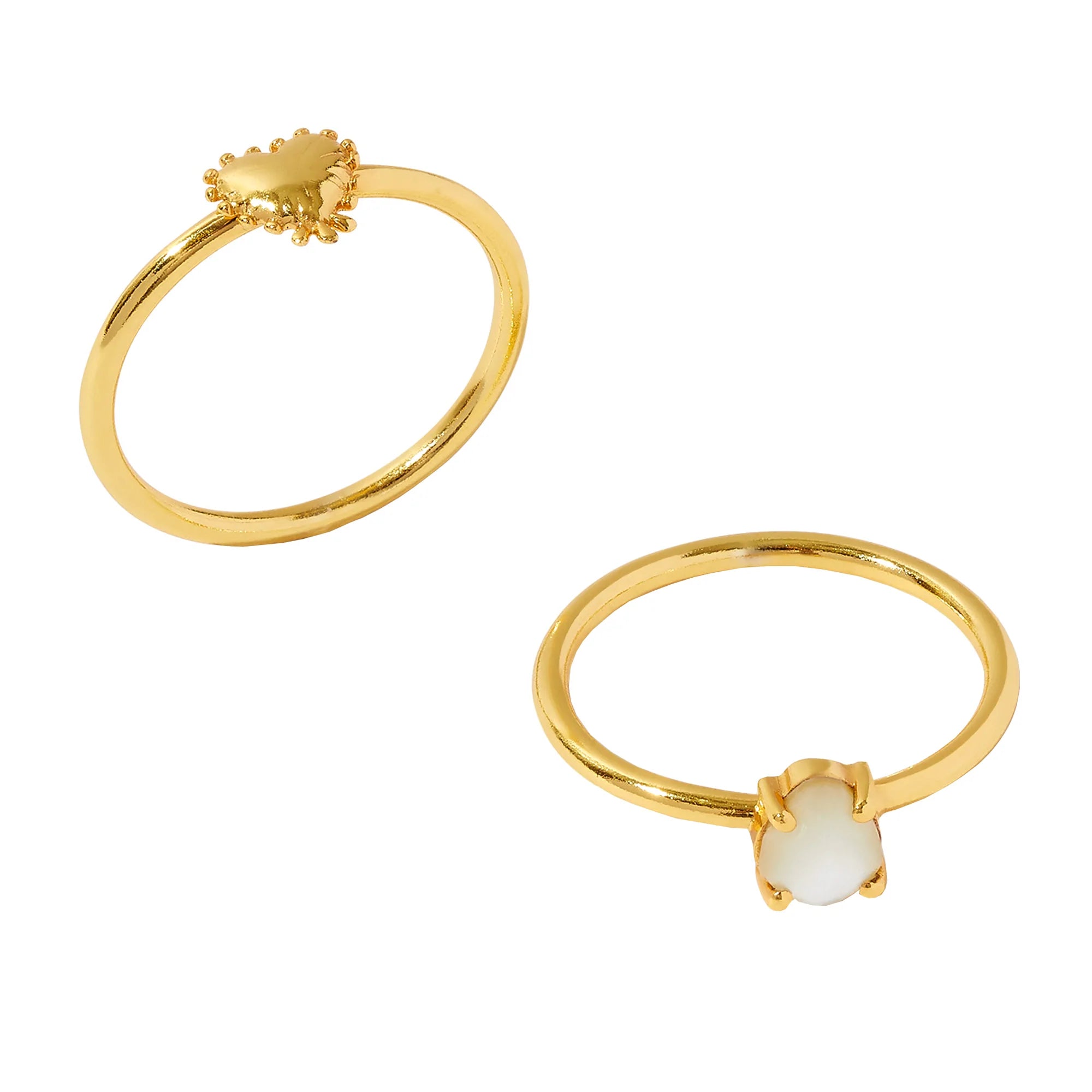 Real Gold Plated Z Set of Two Grecian Heart Rings For Women By Accessorize London-Small
