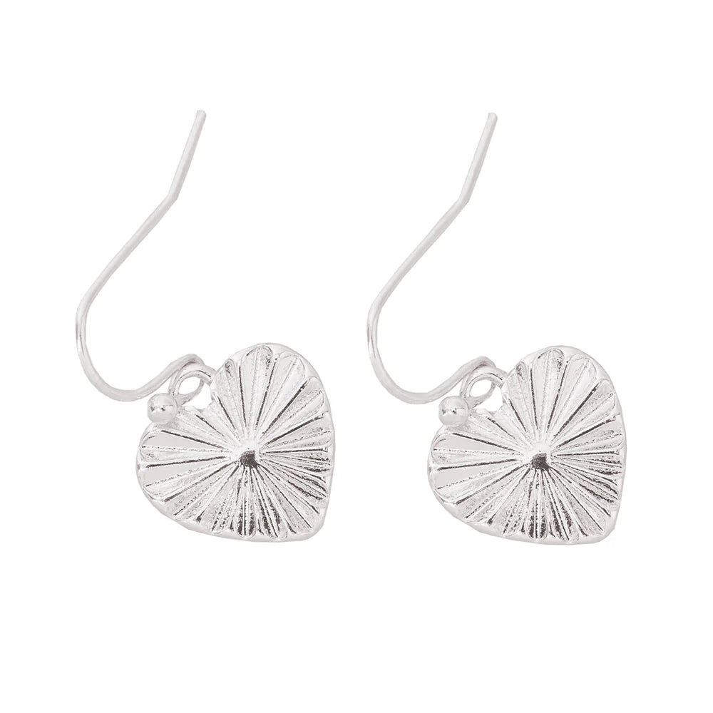 Accessorize London Women's Silver Textured Heart Short Drop Earring