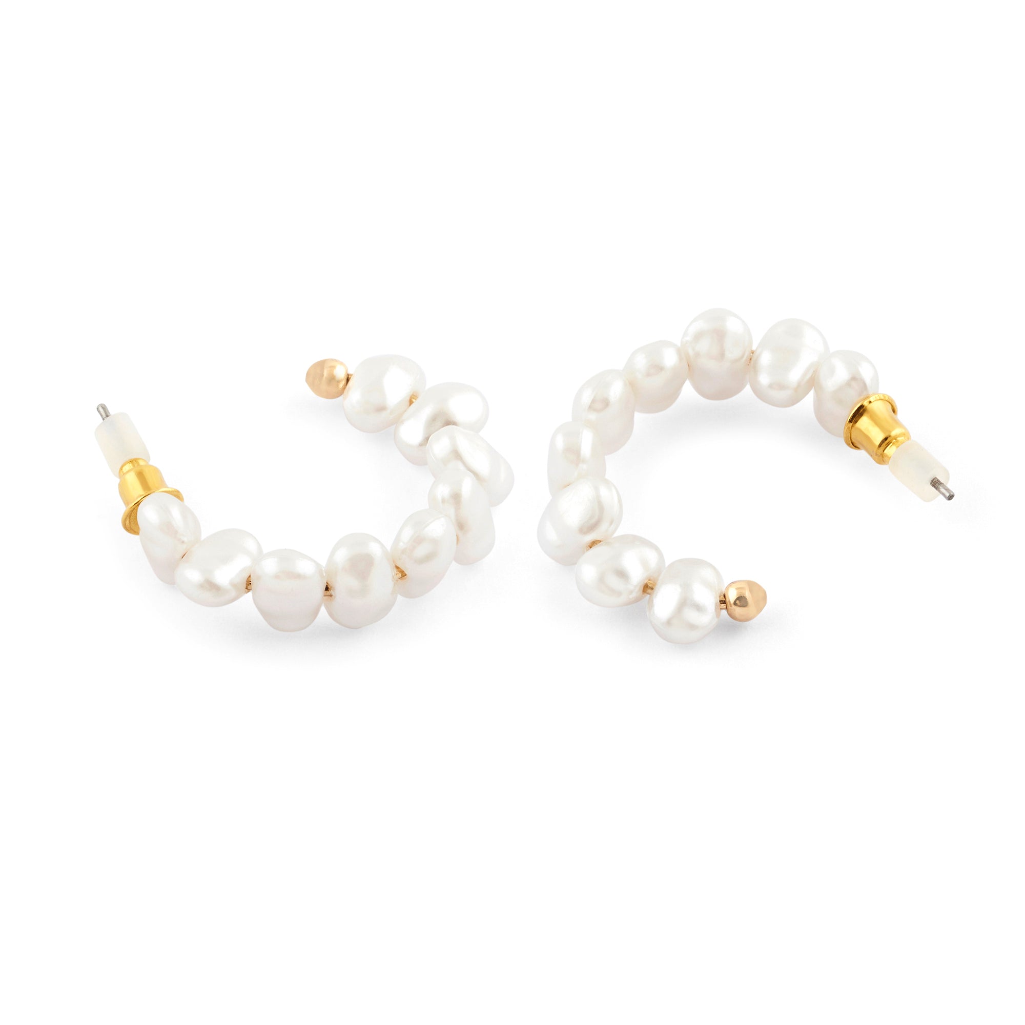Accessorize London Women's 2 Pearl Hoop Earring Set Gold