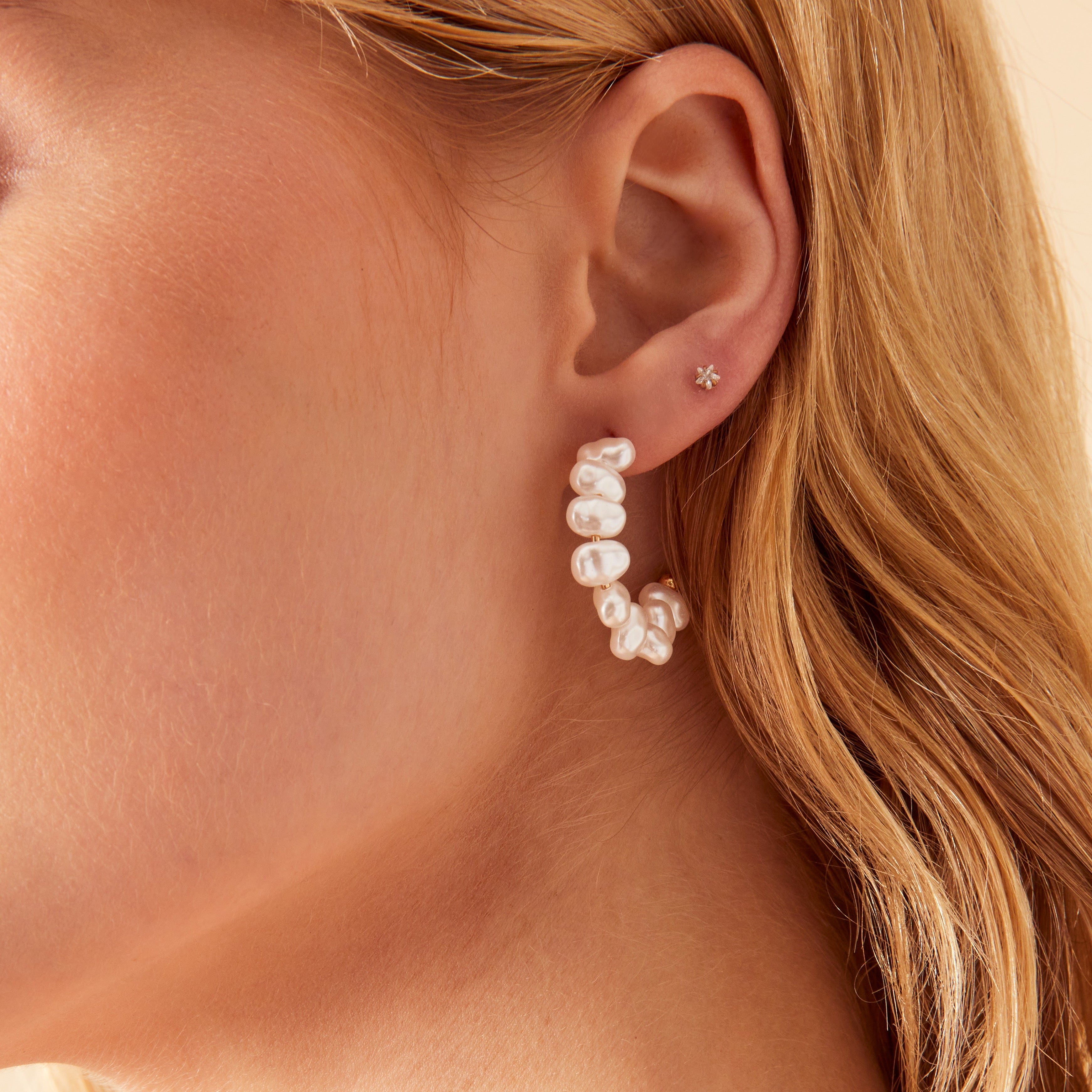 Accessorize London Women's 2 Pearl Hoop Earring Set Gold