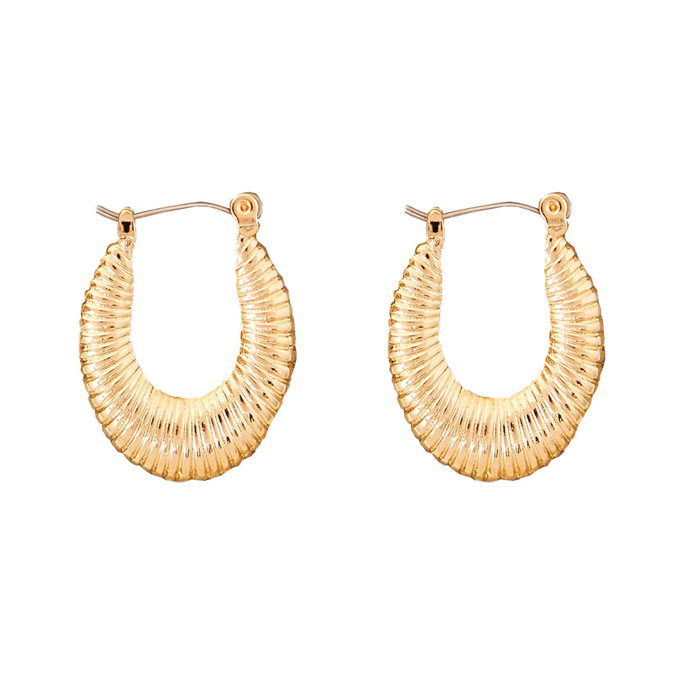 Accessorize London Women's Gold Ridged Oval Hoop Earring