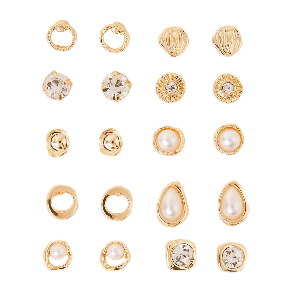 Accessorize London Women's pearl set of 10 Pearl Stud Earring Set