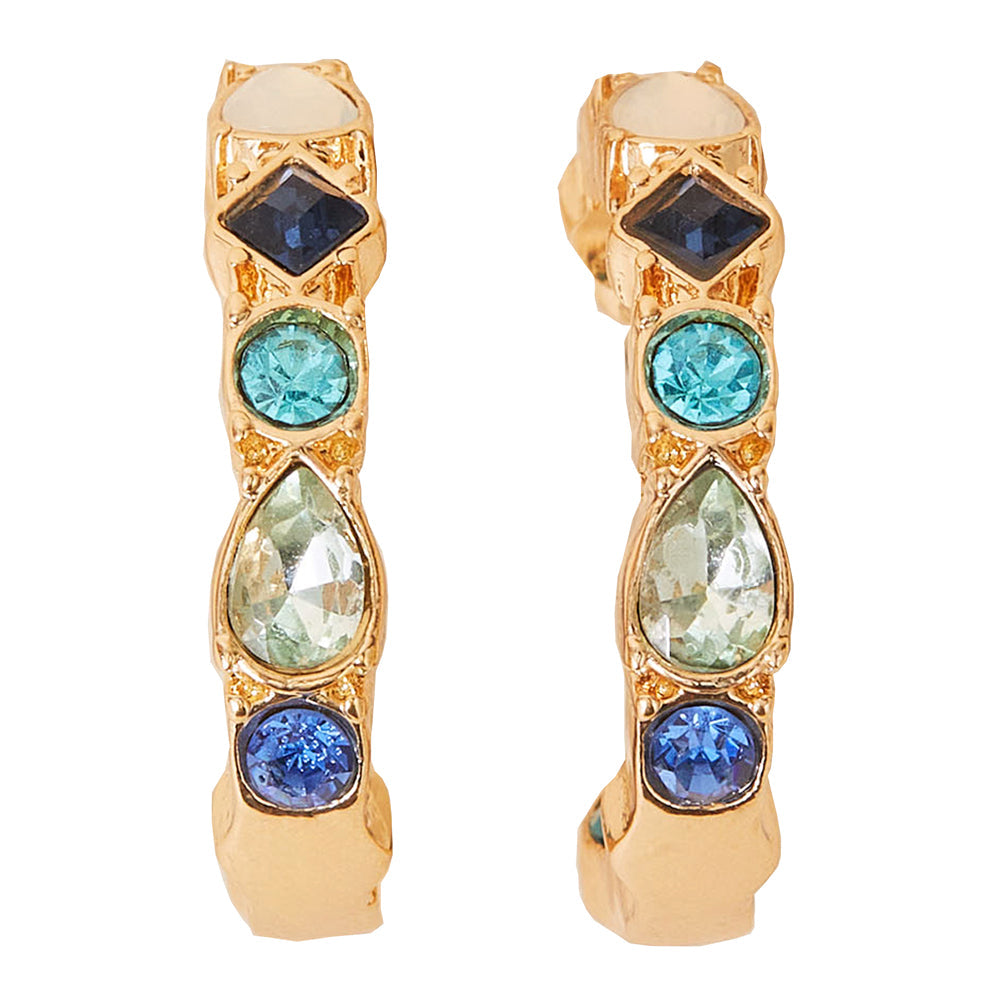 Accessorize London Women's Eclectic Stone Hoop Earring Blue