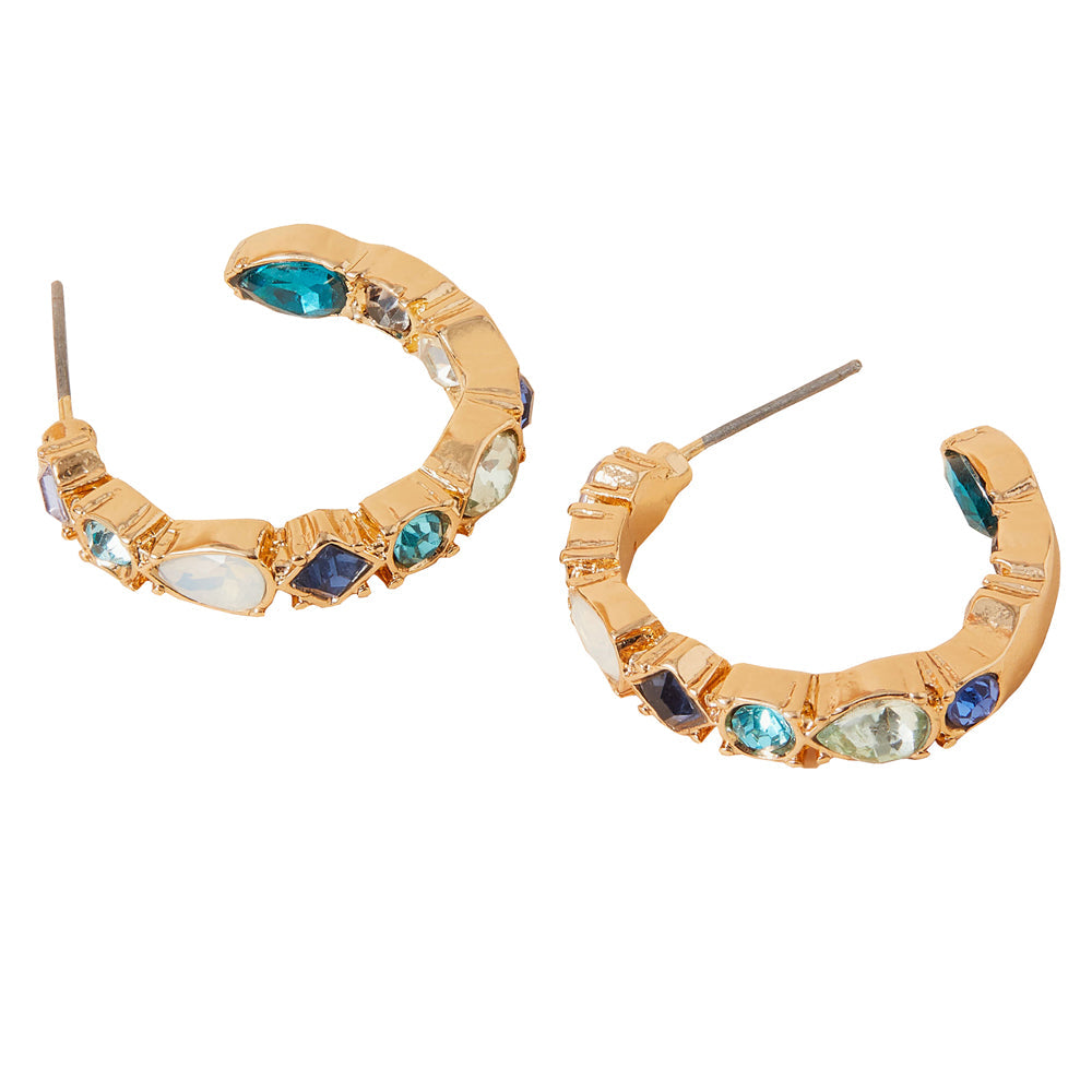 Accessorize London Women's Eclectic Stone Hoop Earring Blue