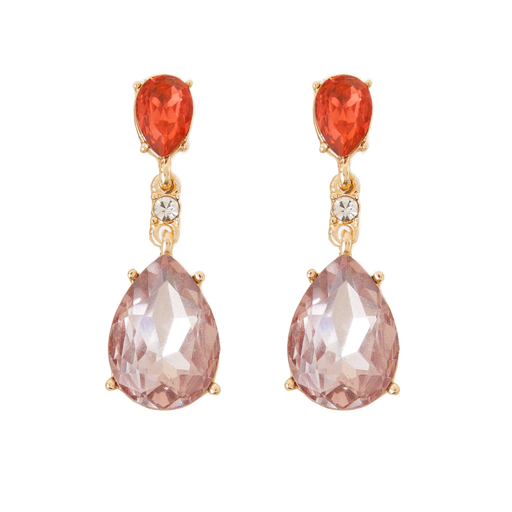 Accessorize London Women's Orange Teardrop Large Gem Short Drop Earring