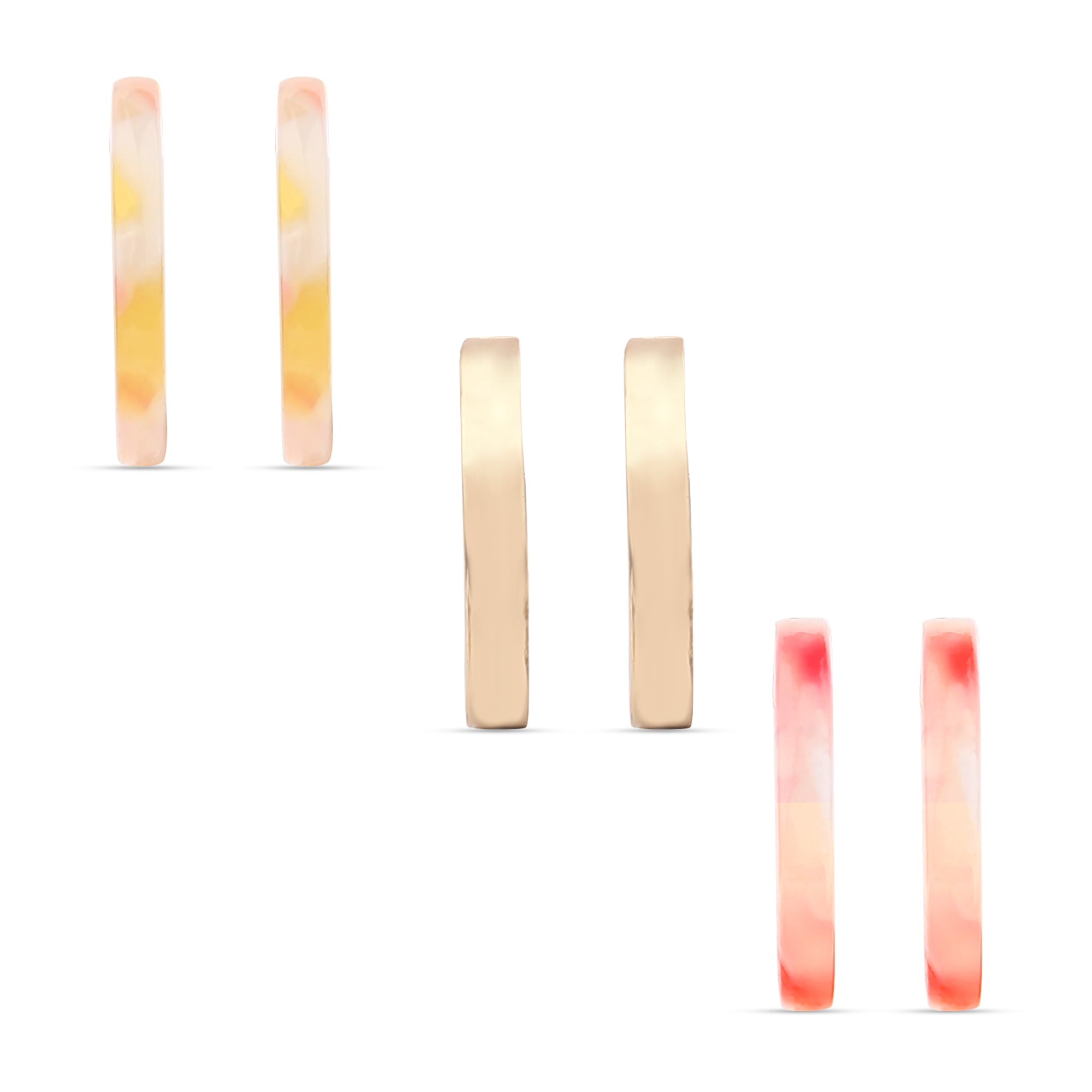 Accessorize London Women's Pink 3 Resin Hoop Earring Pack