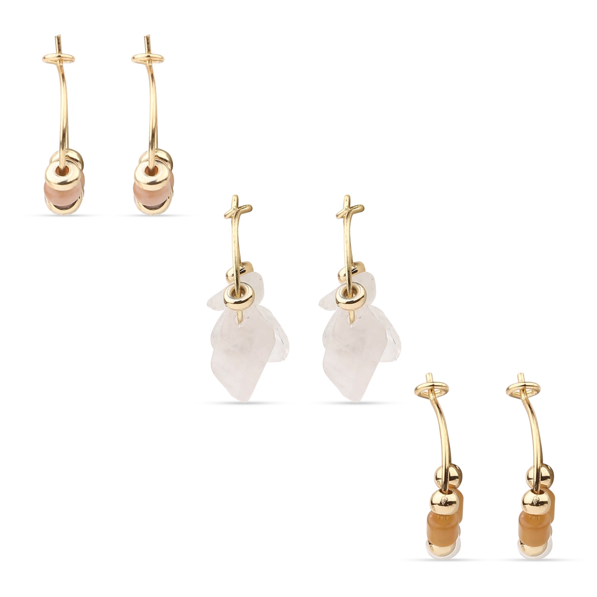 Accessorize London Women's Orange Beaded Hoop Earring Pack
