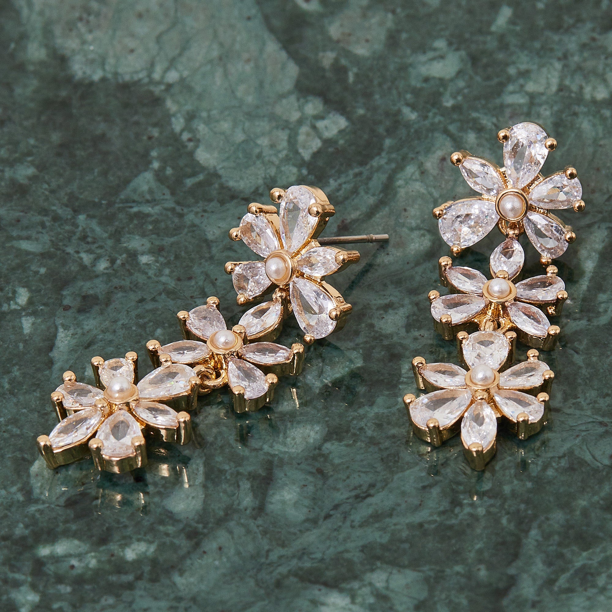 LONDON Crystal Flower Earrings offers 14k