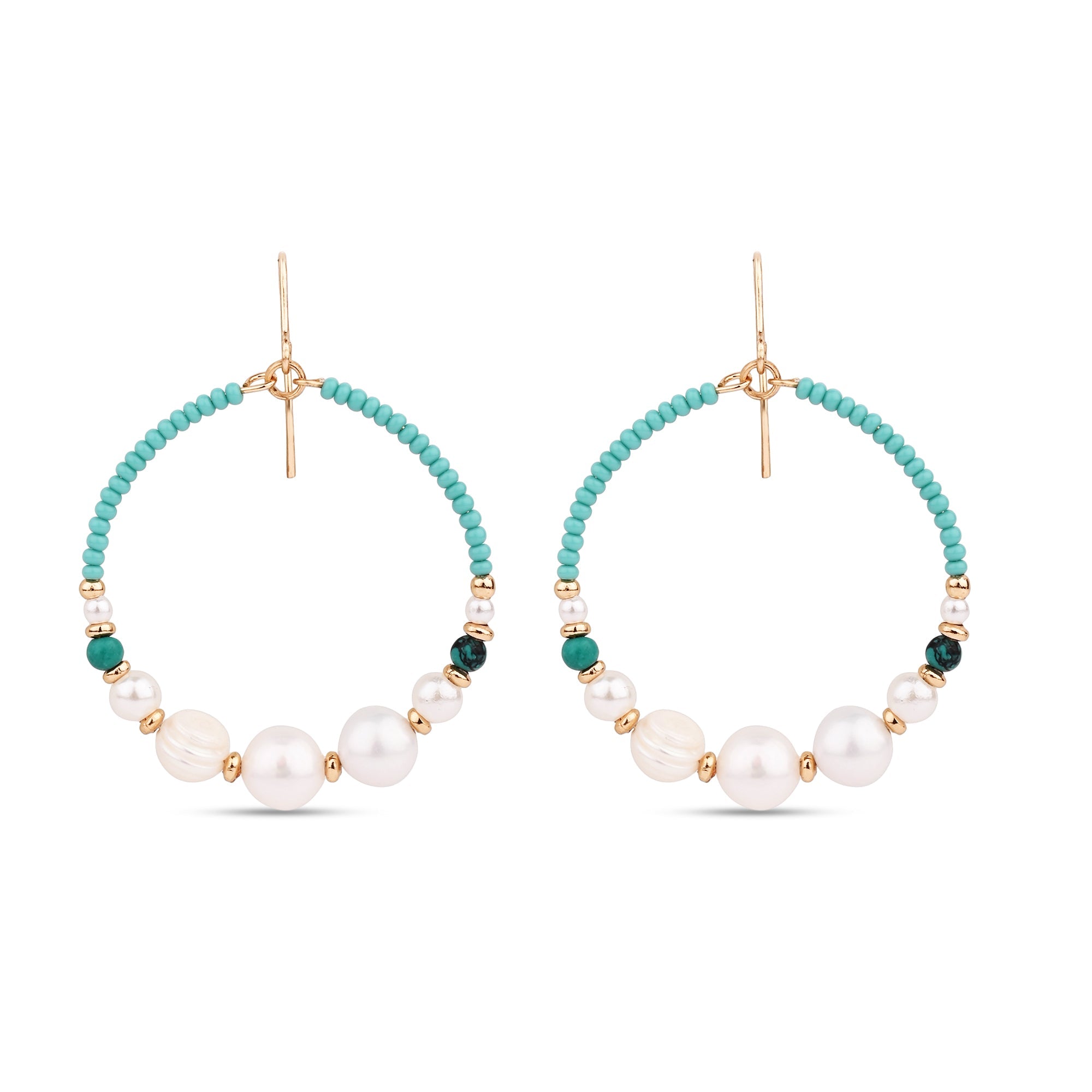 Accessorize London Women's Pearl Beaded Hoop Earring