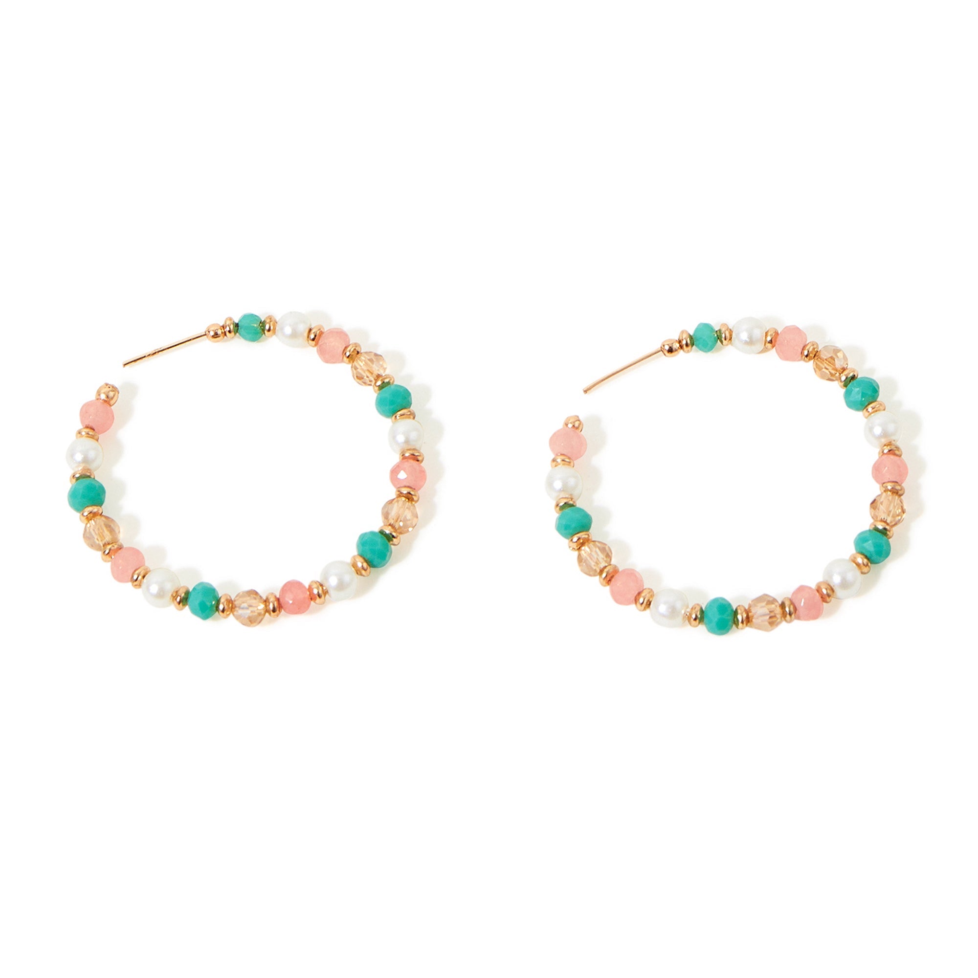 Accessorize London Multi Coral Beaded Hoop Earring