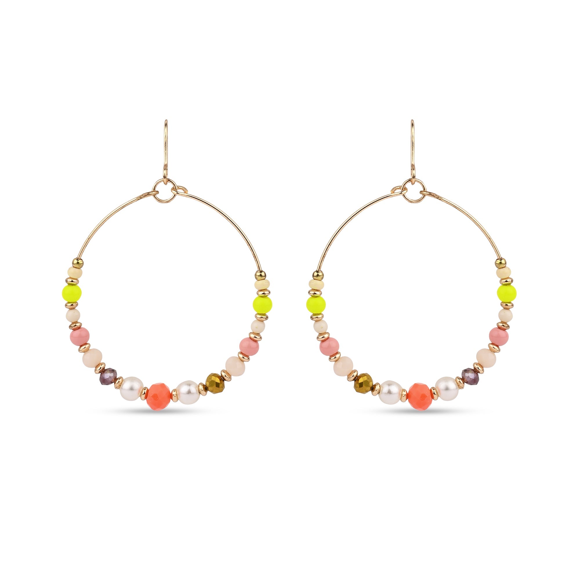 Accessorize London Women's Multi Neon Beaded Hoop Earring