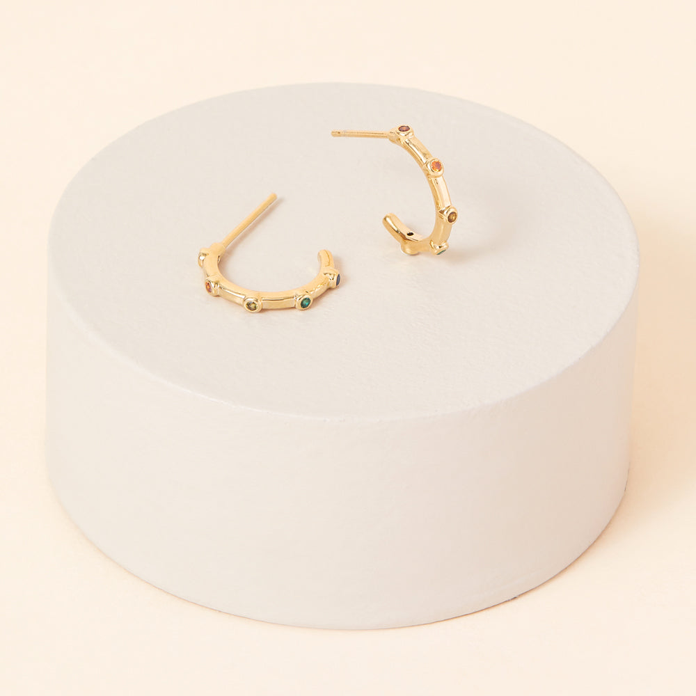 Real Gold Plated Multi Z Multi Station Hoops Earring