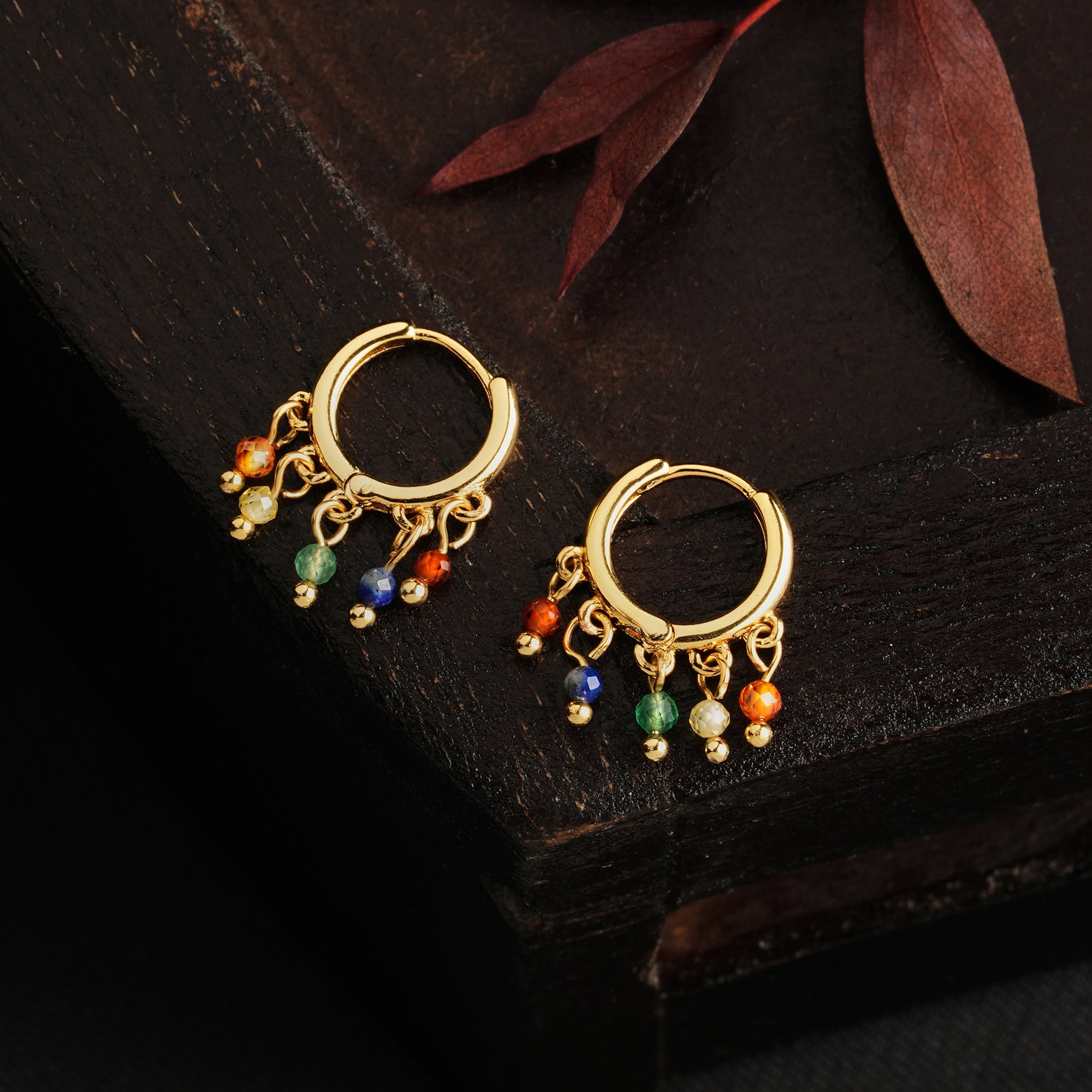 Real Gold Plated Multi Z Multi Charm Bead Earrings