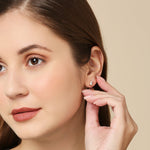 Real Gold Plated Gold Z Sparkle Baguette Studs Earring