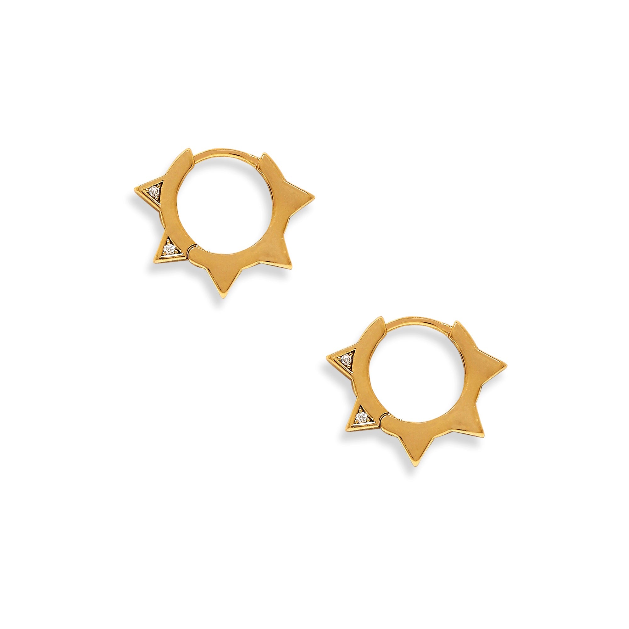 Real Gold Plated Gold Z Sparkle Spike Huggies Hoop Earring