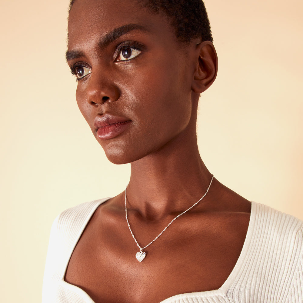 Accessorize London Women's Silver Textured Heart Pendant Necklace