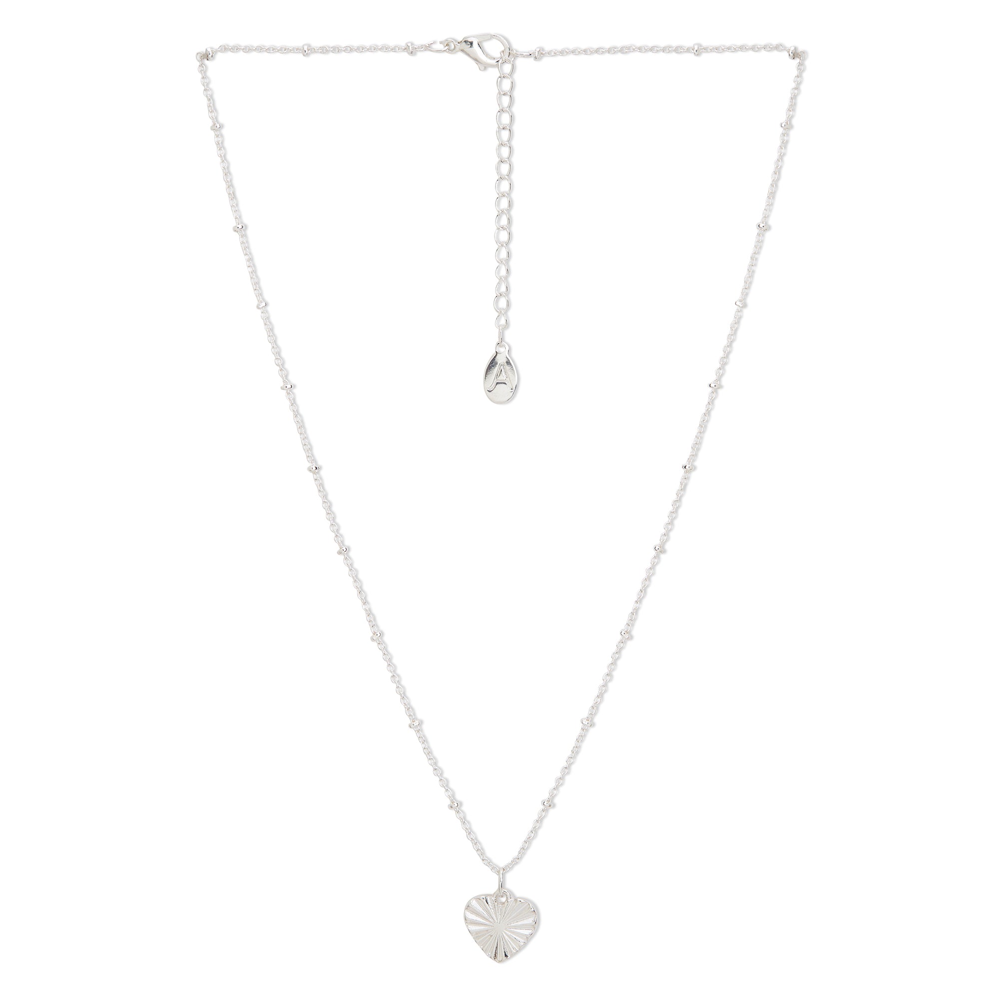 Accessorize London Women's Silver Textured Heart Pendant Necklace