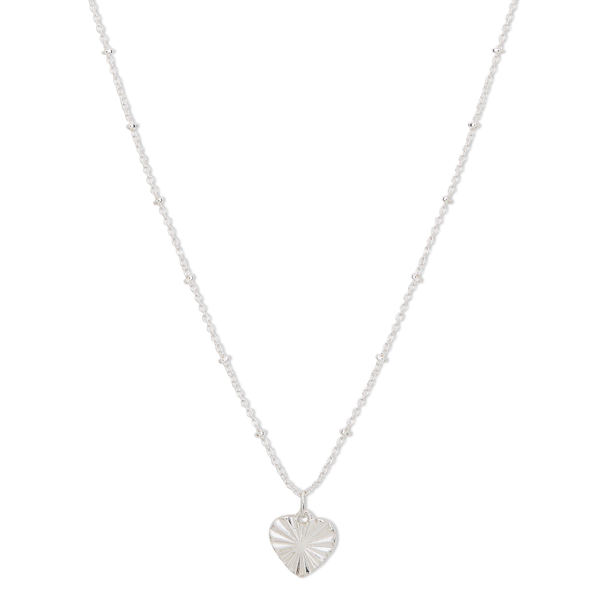 Accessorize London Women's Silver Textured Heart Pendant Necklace