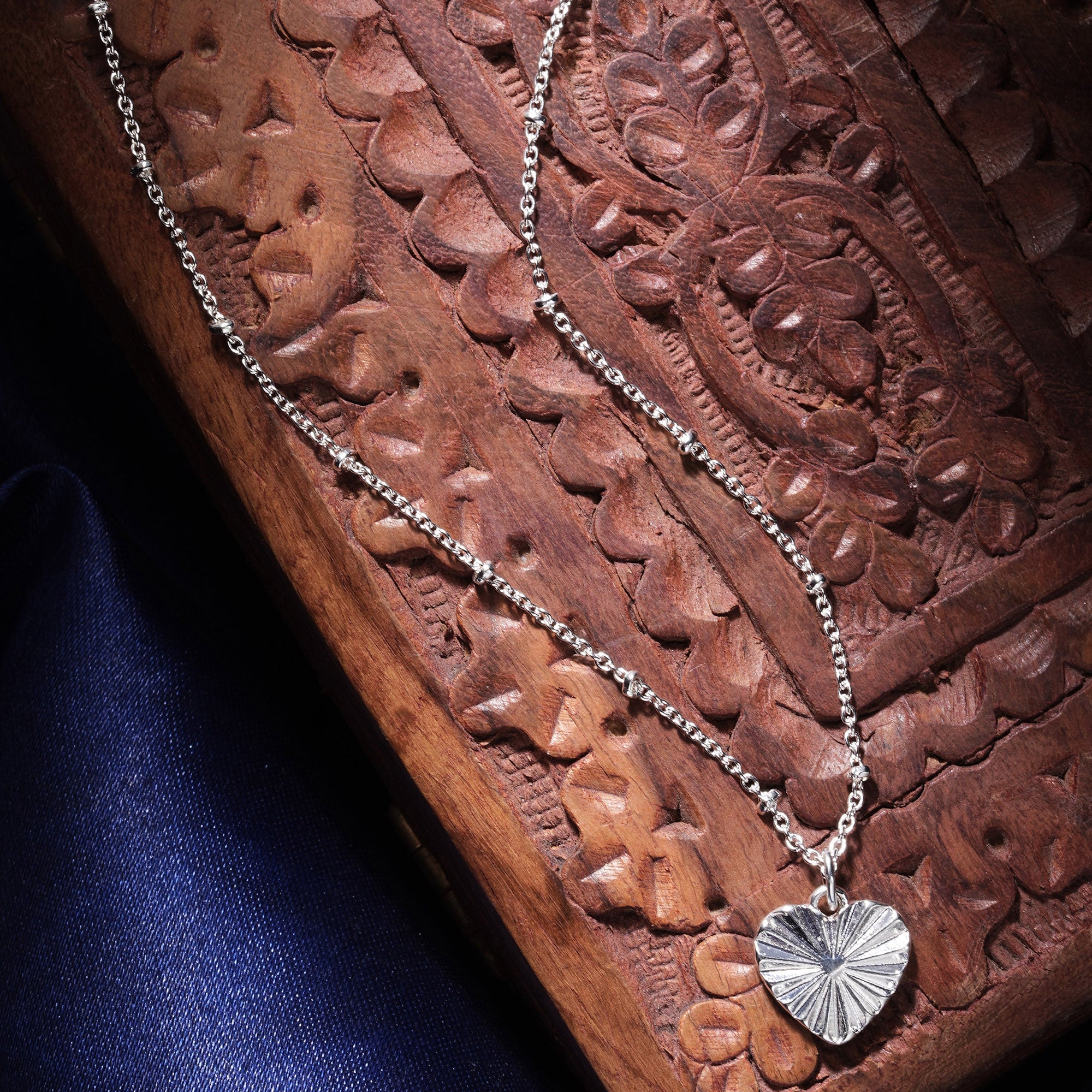 Accessorize London Women's Silver Textured Heart Pendant Necklace