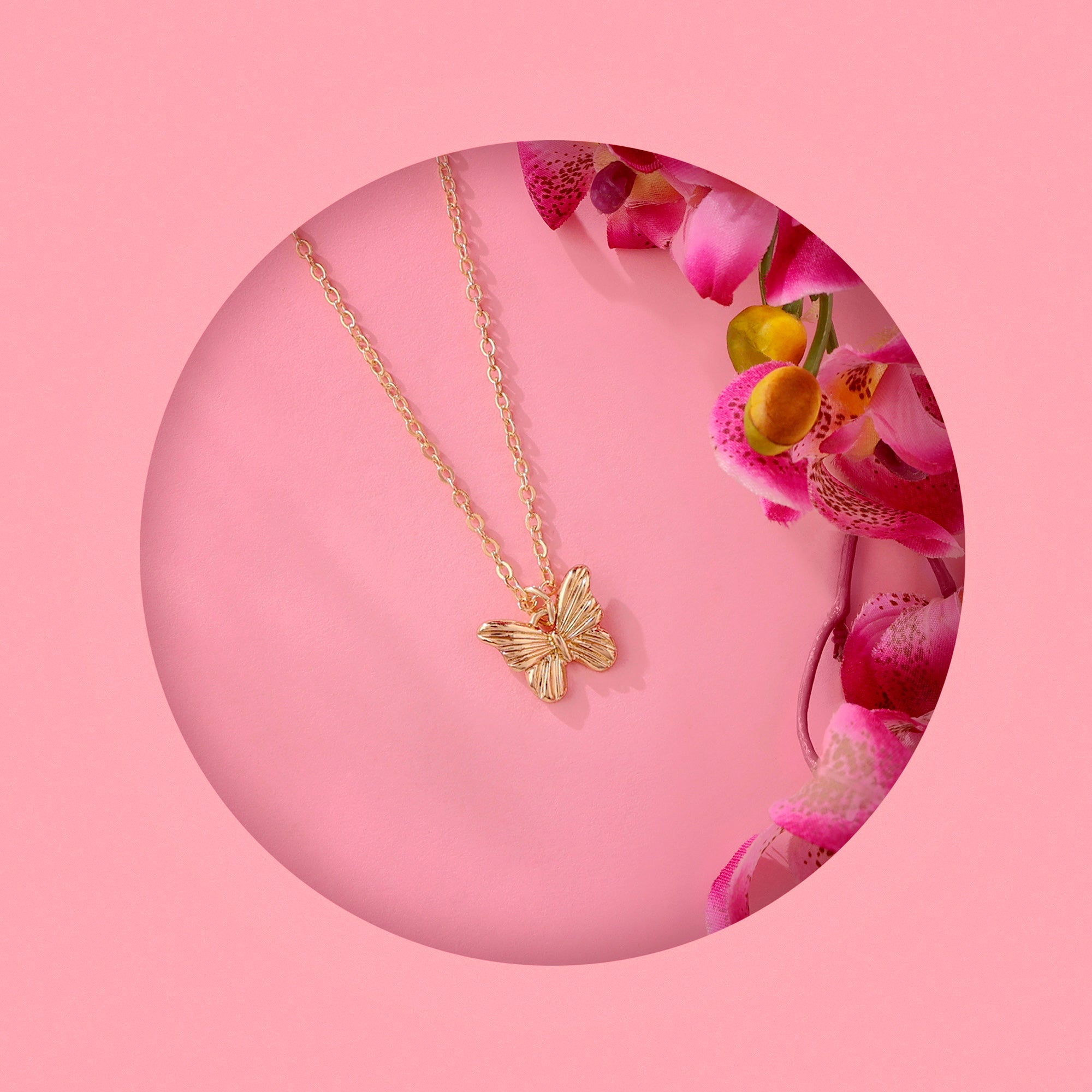 Accessorize London Women's Gold Textured Butterfly Pendant Necklace