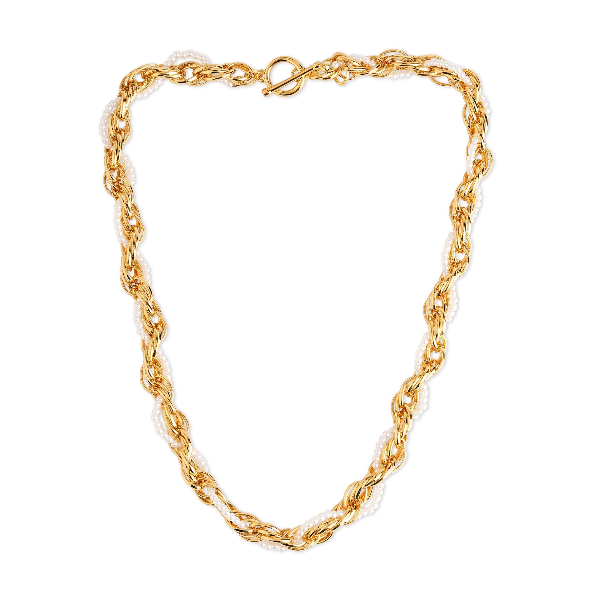 Accessorize London Women's Gold Z Faux Pearl And Rope Chain Necklace