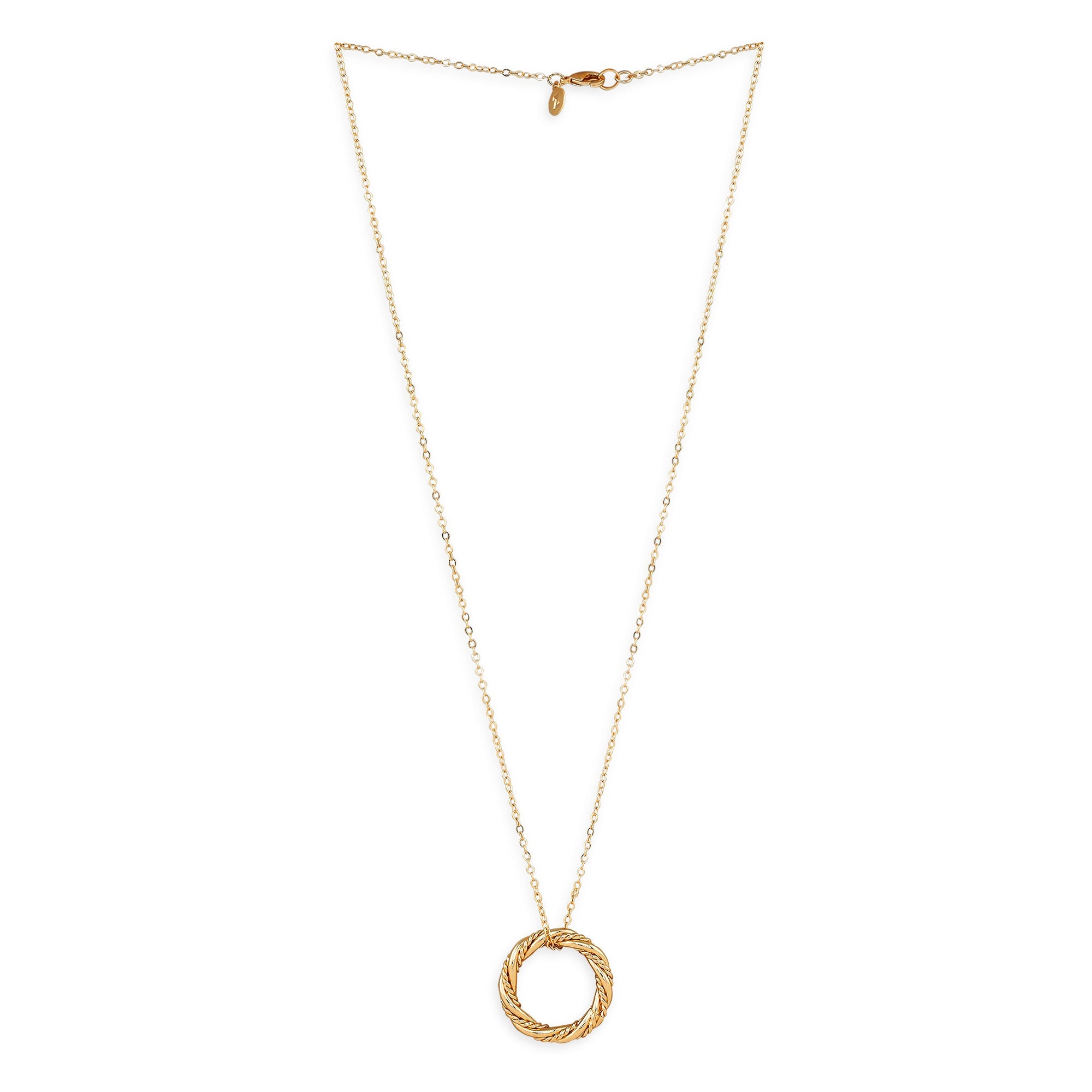 Real Gold Plated Gold Z Long Twisted Hoop Pendant Necklace