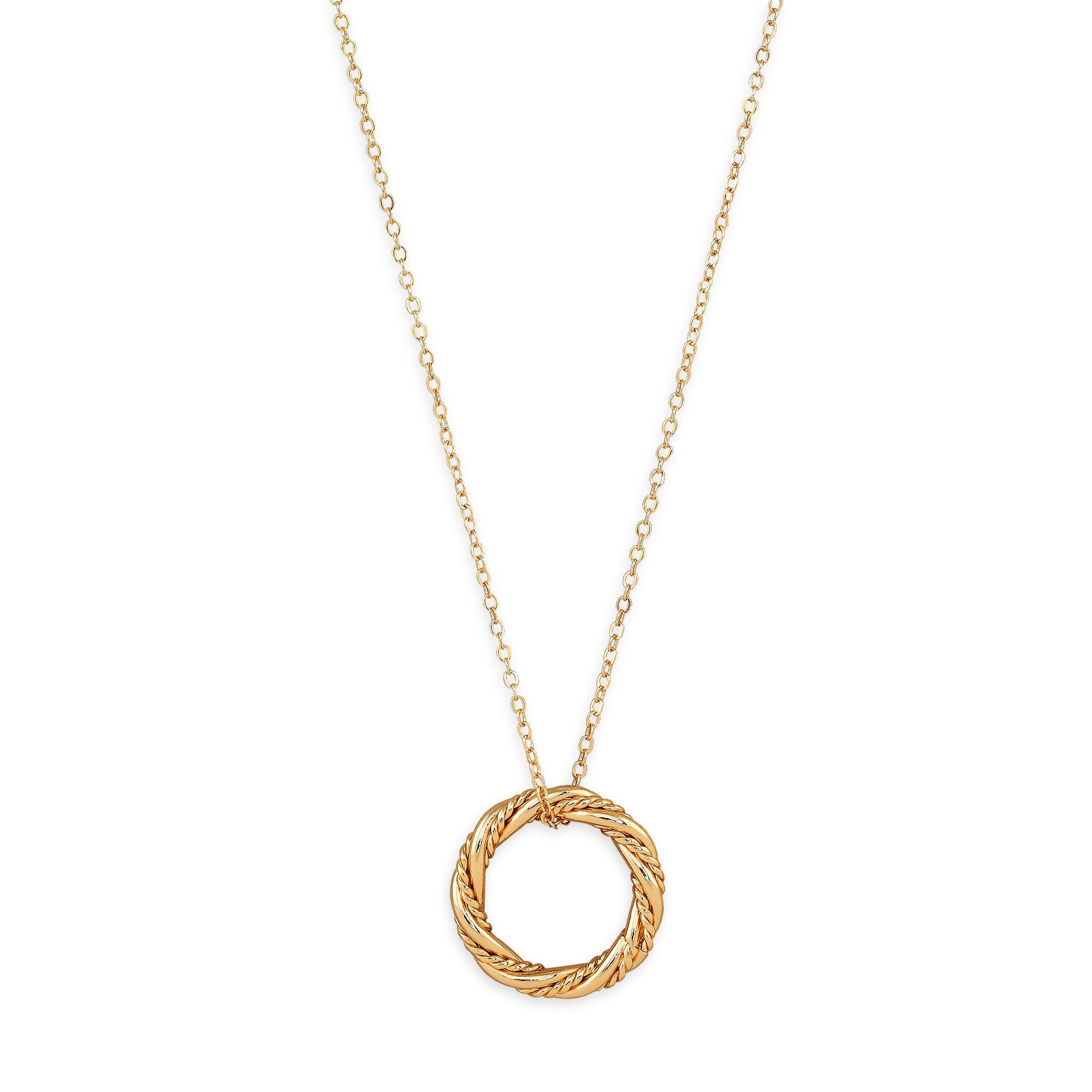 Real Gold Plated Gold Z Long Twisted Hoop Pendant Necklace