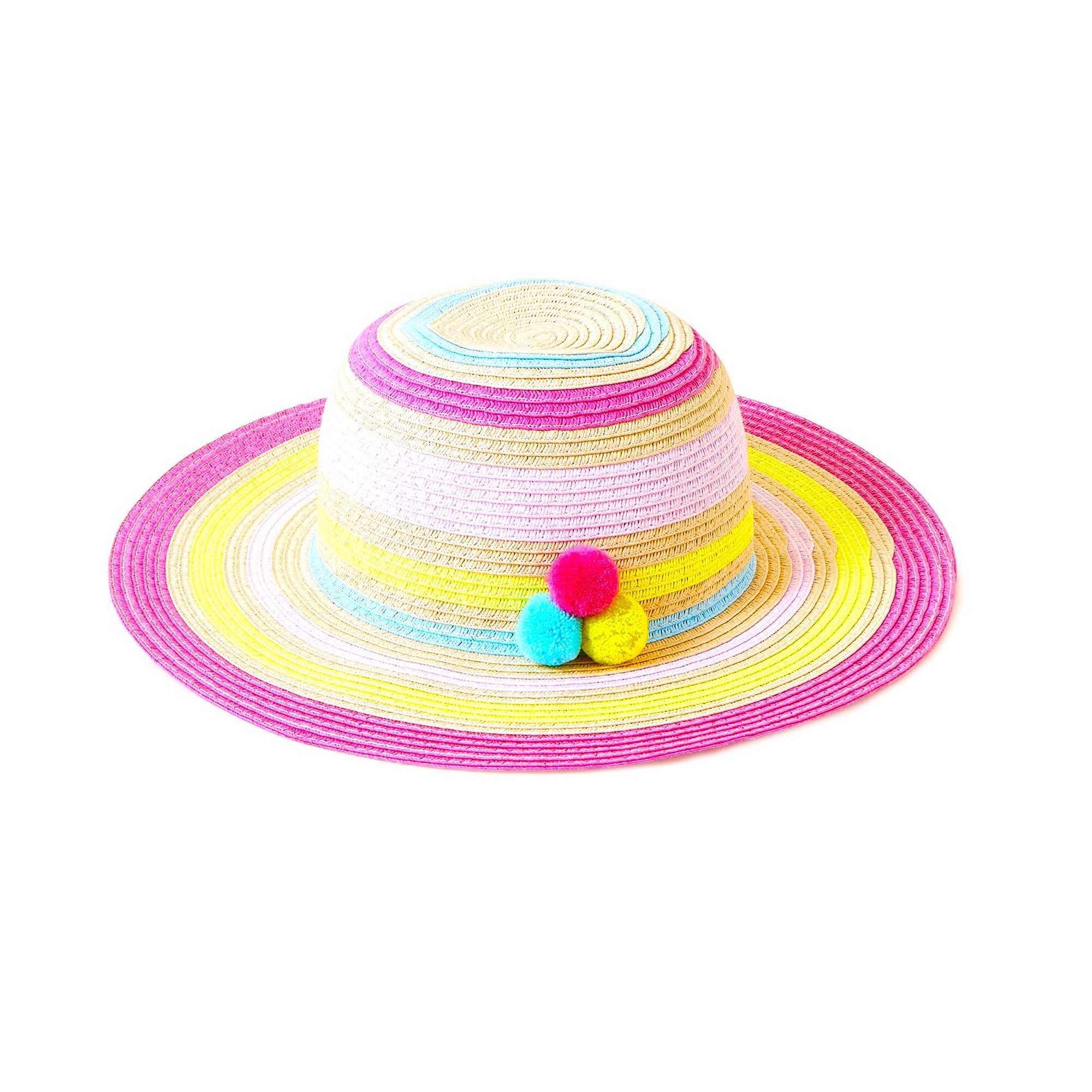 Accessorize London Girl's Pom Trim Stripe Floppy Hat 7-12 Years