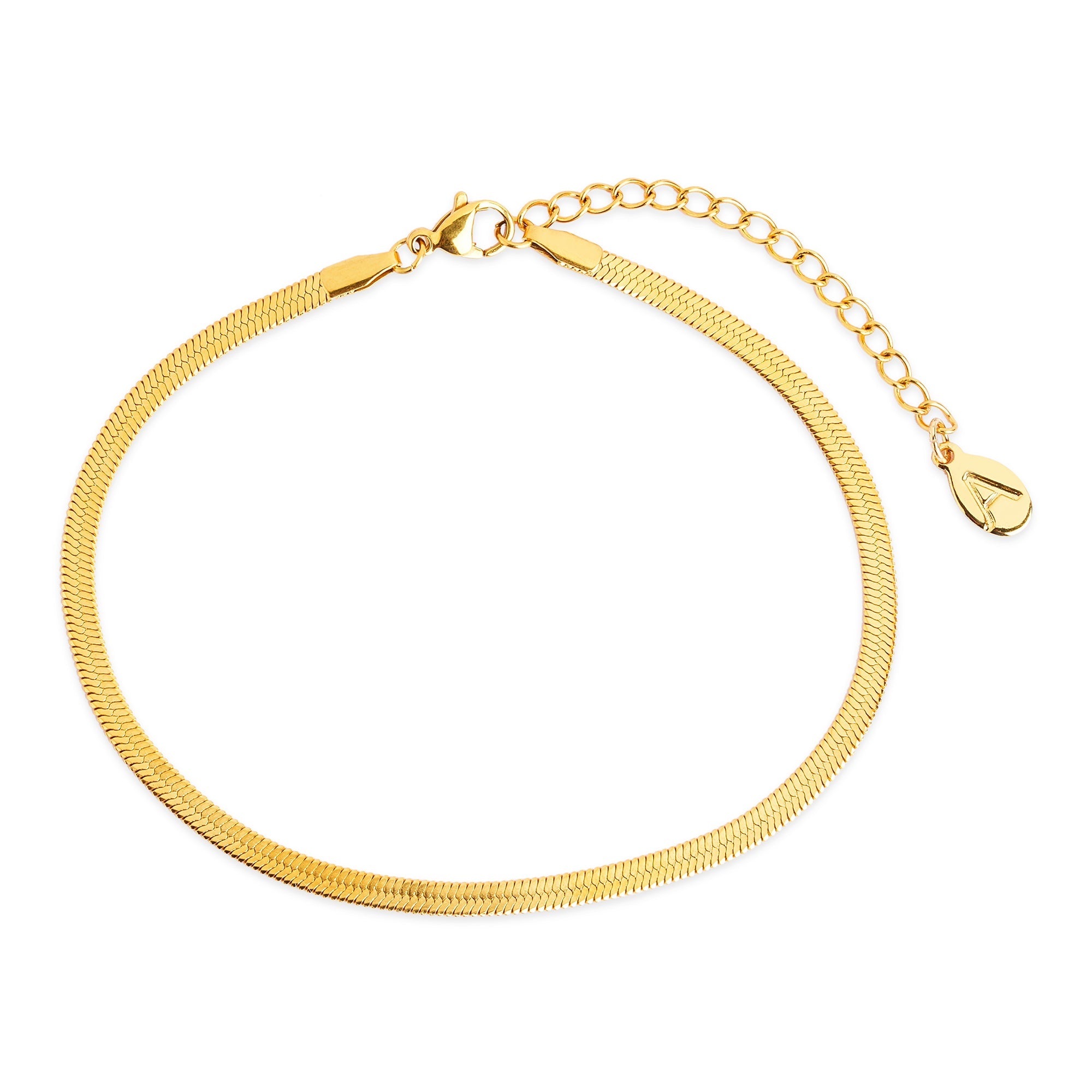 Accessorize London Women's Gold Stainless Steel Snake Chain Anklet