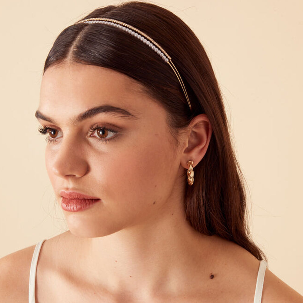 Accessorize London Women's Pearl Double Band Pearl Diamante Alice