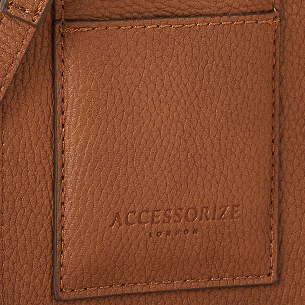 Accessorize London Women's Faux Leather Tan Envelope Phone Bag