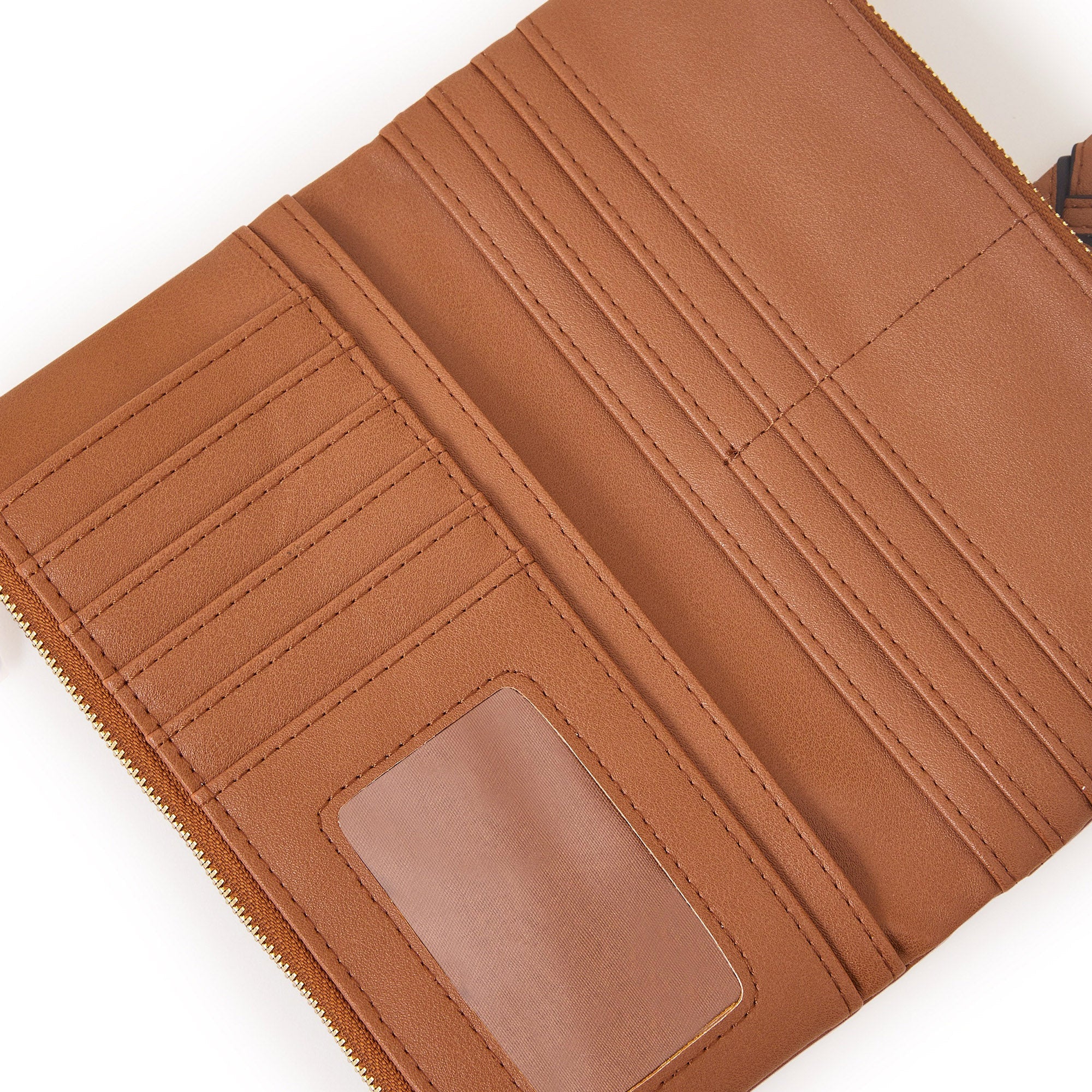Accessorize London Women's Tan Plait Push-Lock Wallet