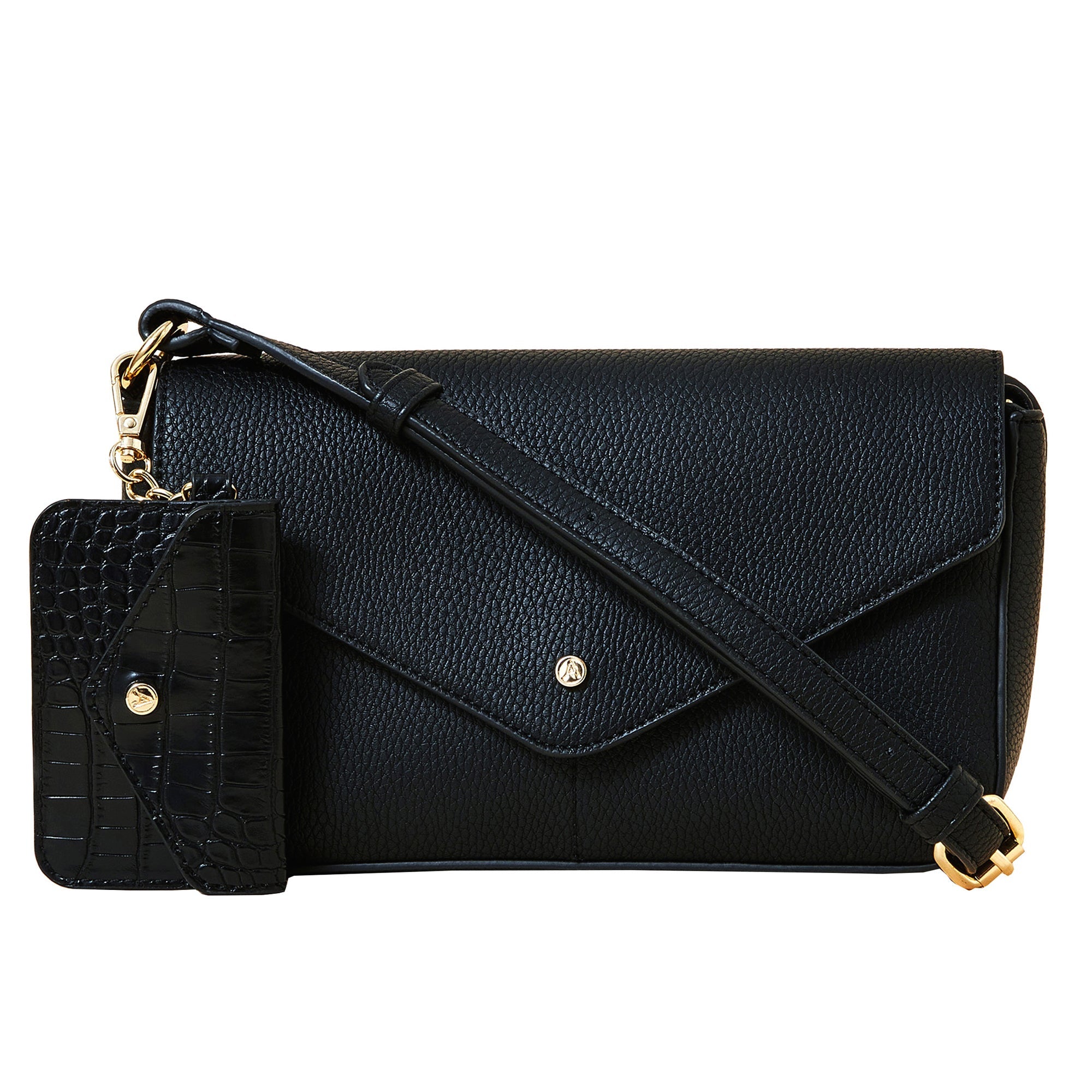 Accessorize London Women's Envelope Charm Black Crossbody