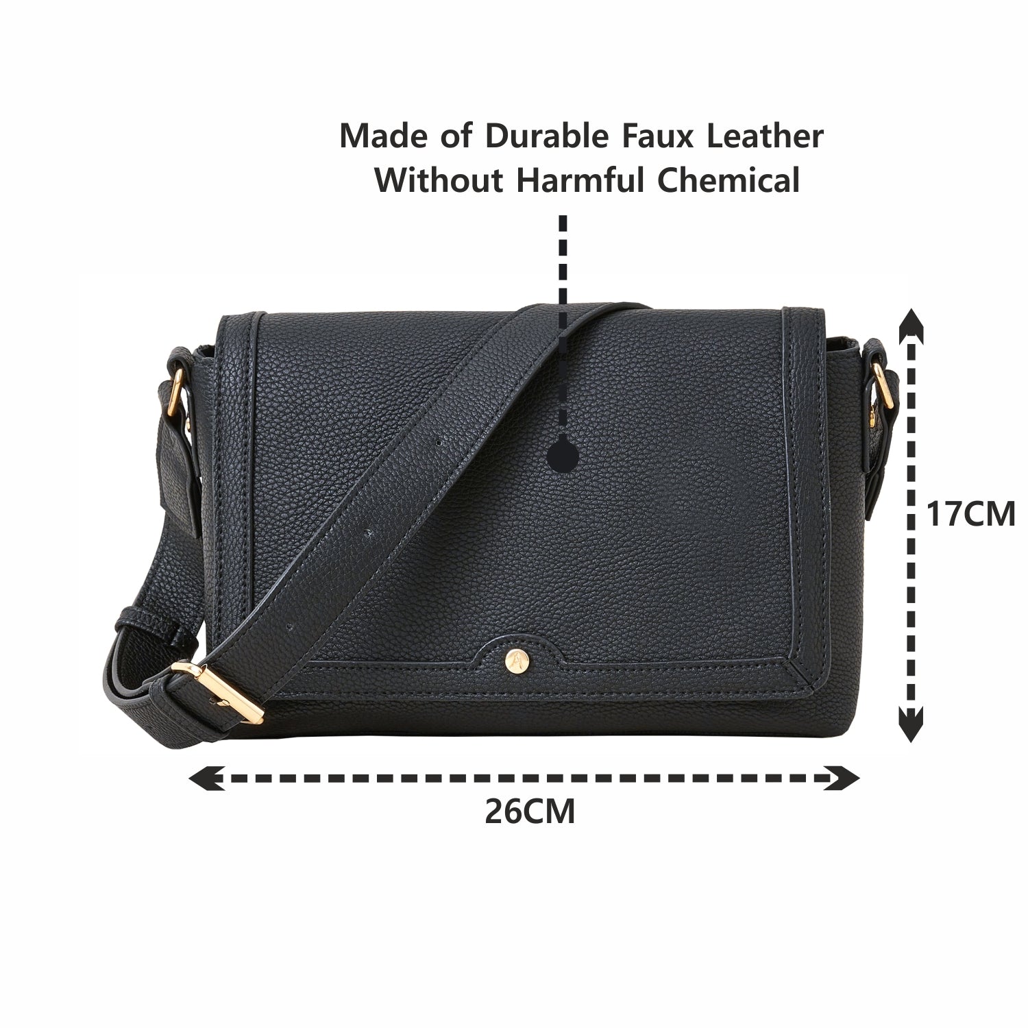 Accessorize London Women's Large Flap Black Crossbody