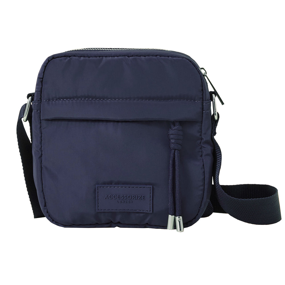 Accessorize London Women's Navy Recycled nylon messenger Sling Bag