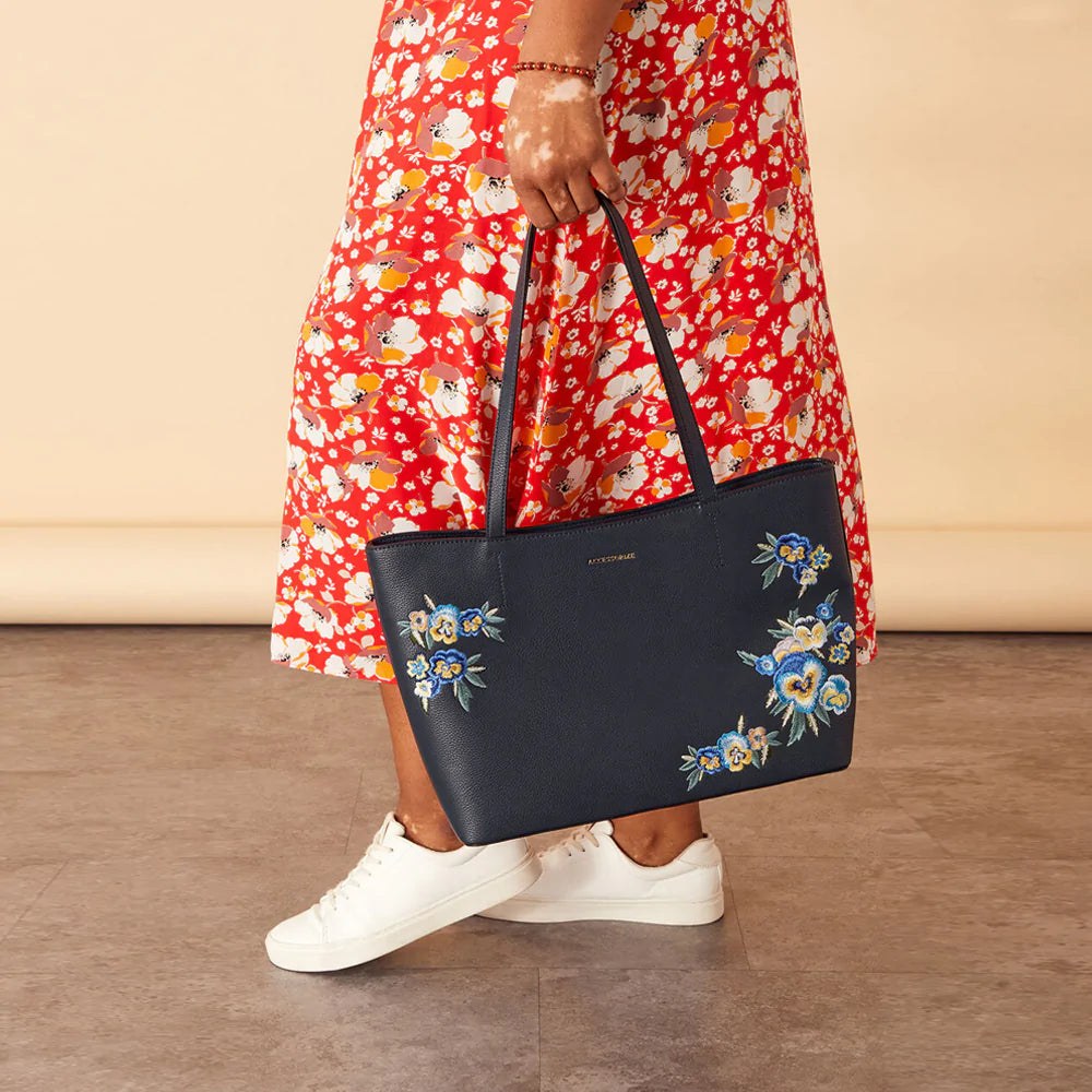 Floral sales leather bag