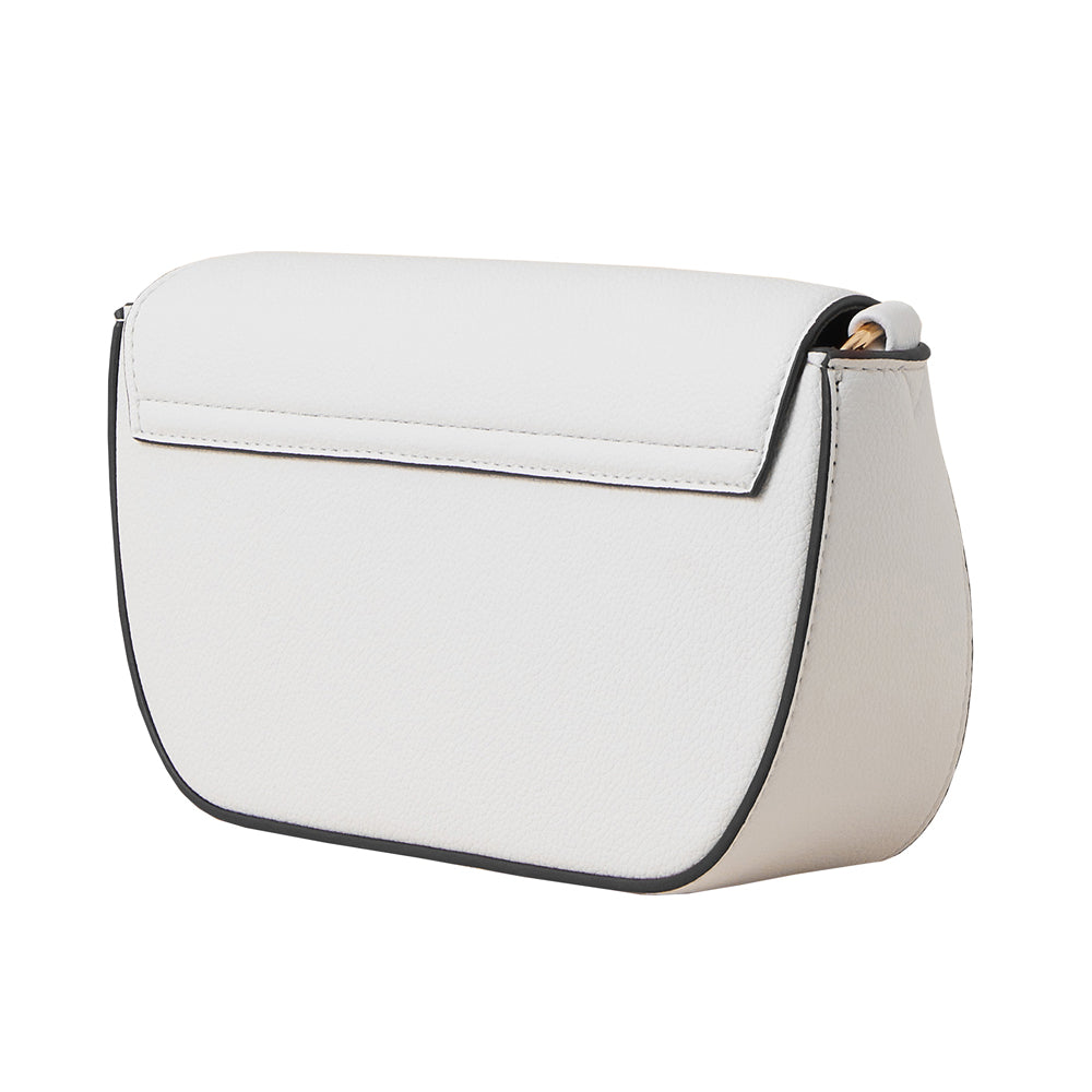 Accessorize London Women's Faux Leather Large metal lock White Sling Bag